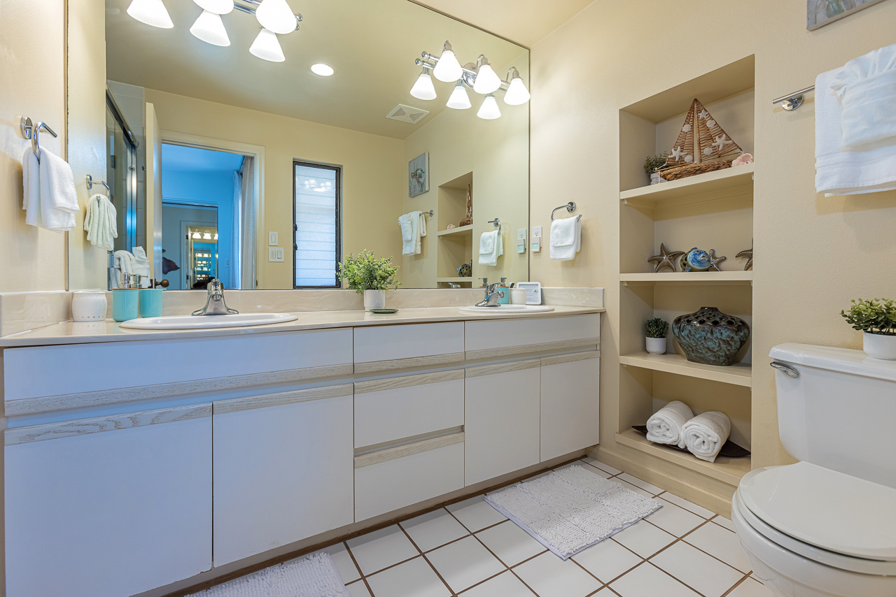 Dual sinks in loft suite bathroom