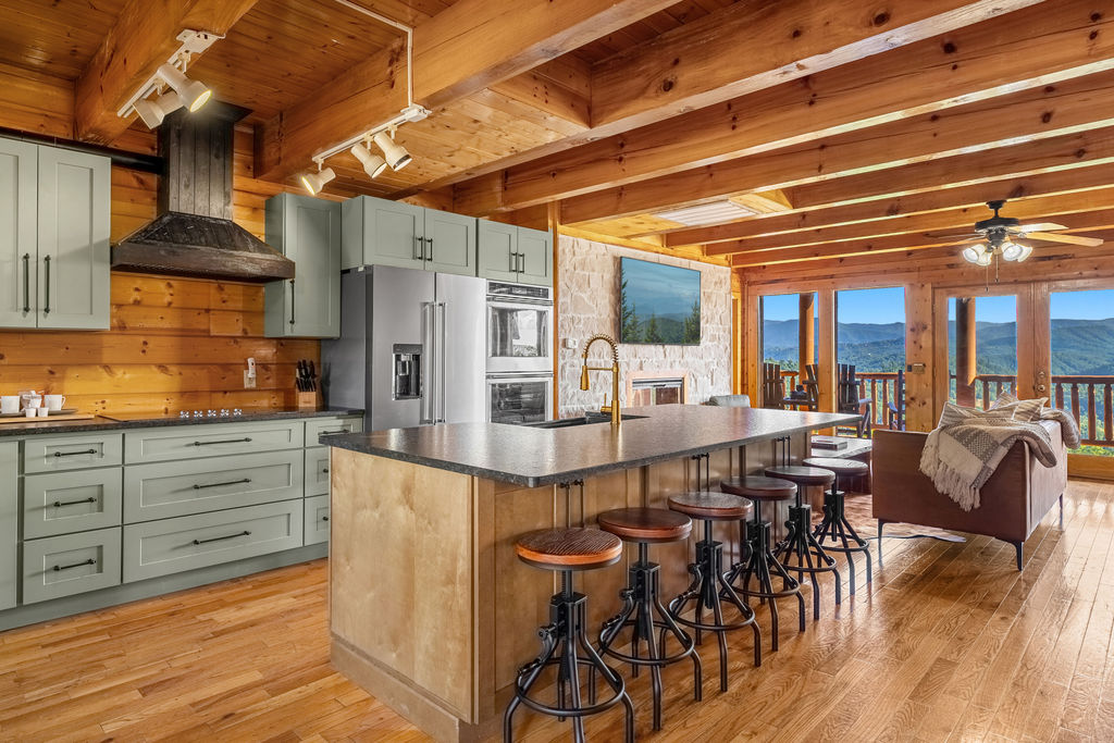 Oversized kitchen island seats six&mdash;perfect for gathering, grazing, and making memories.