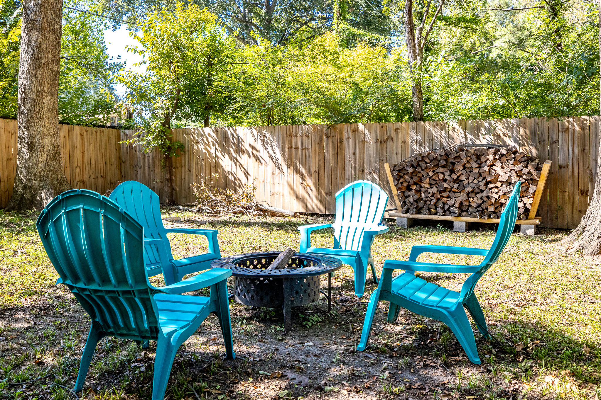 Firepit with firewood provided