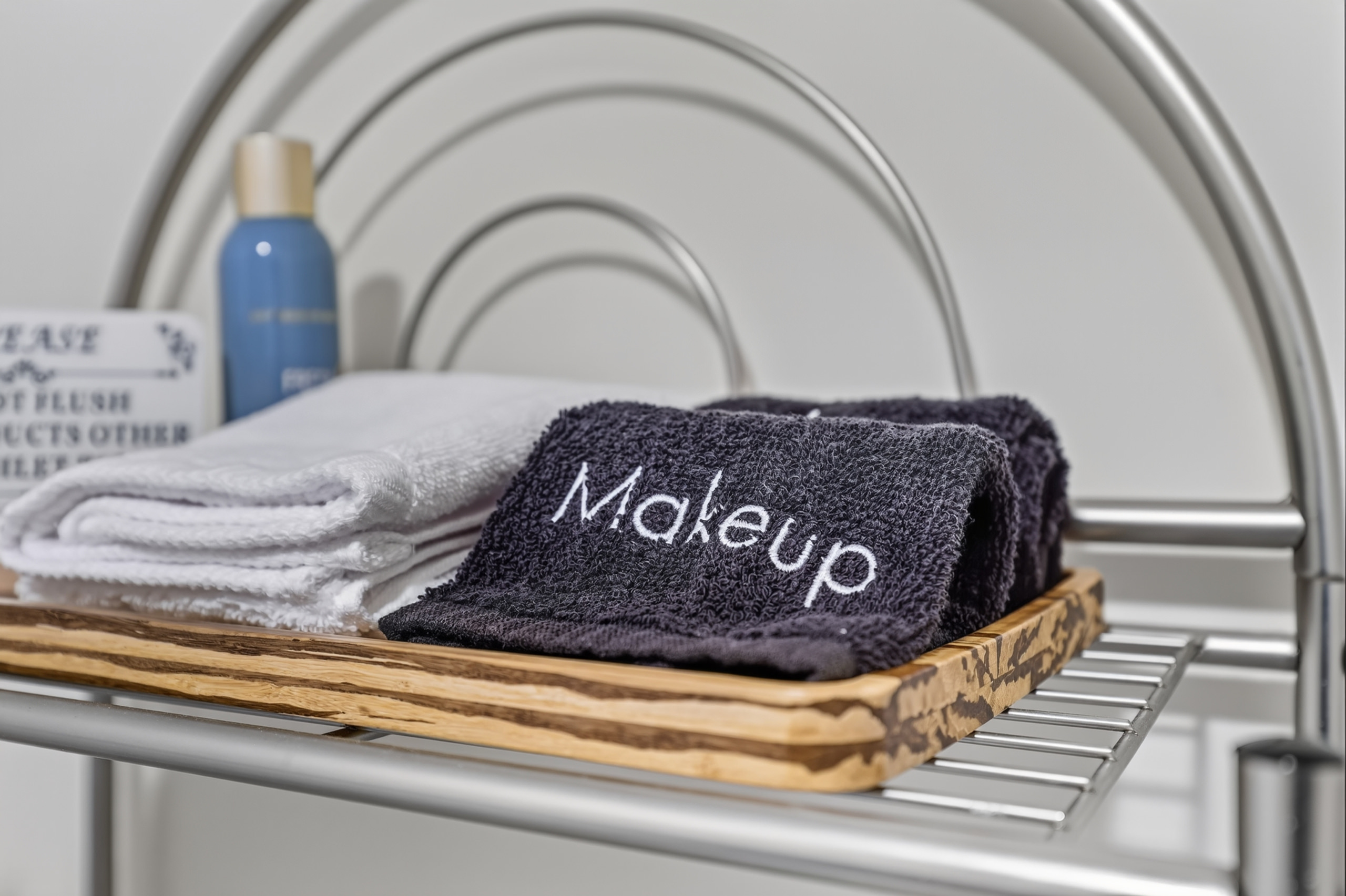 Makeup towels to help keep the white towels clean.