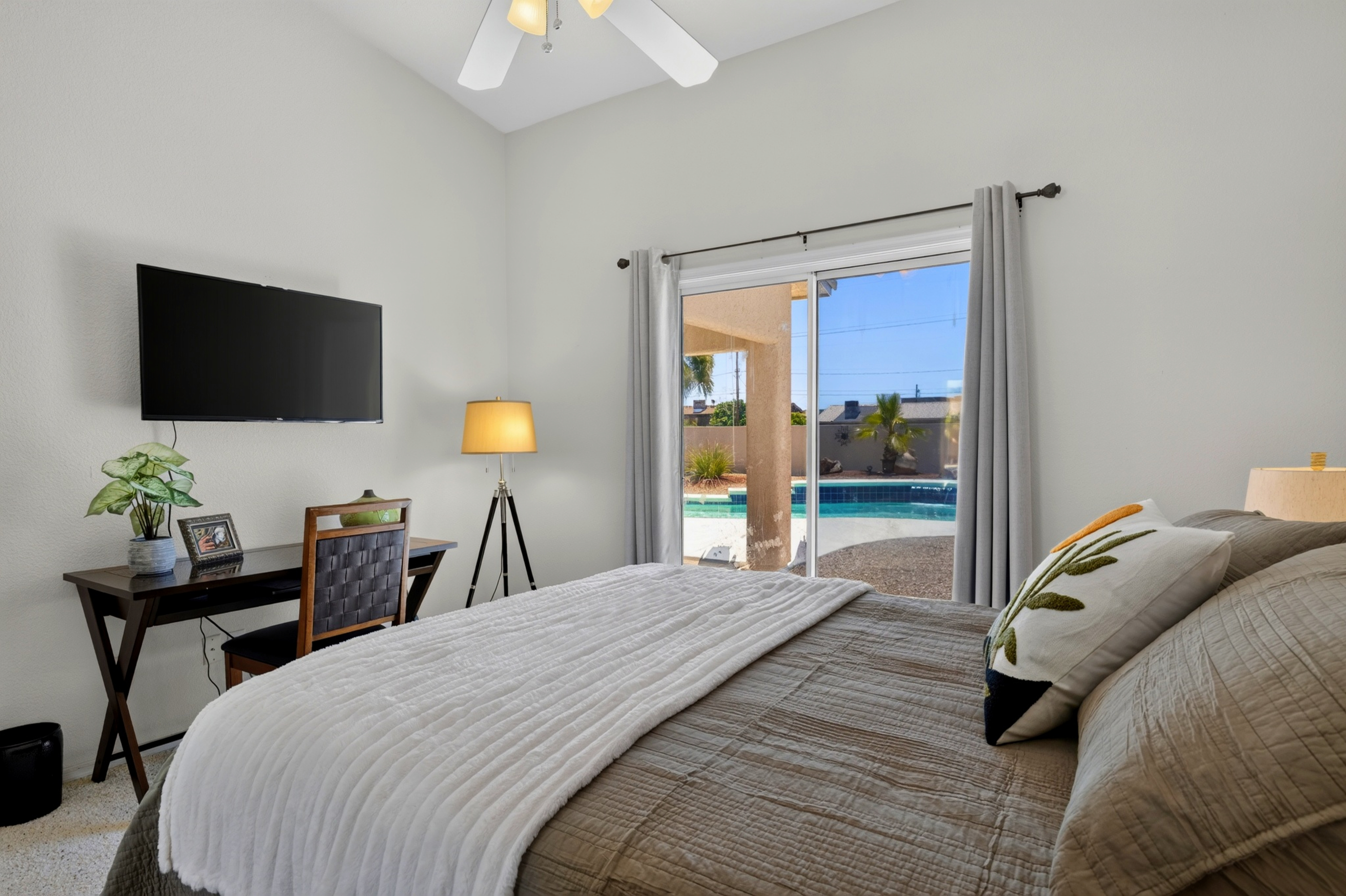 Guest Bedroom with workstation! and access to pool