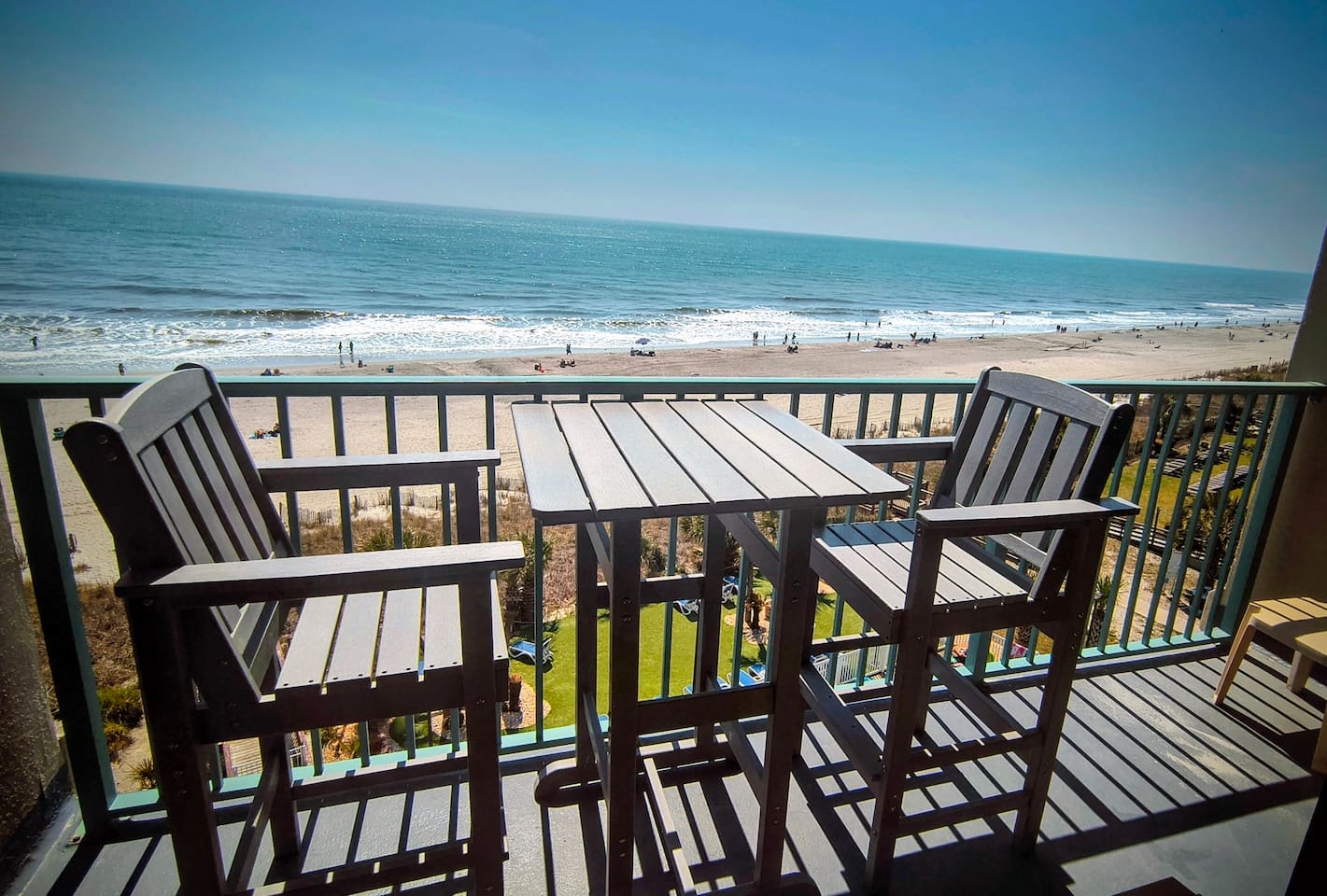 Enjoy a cup of Coffee in the AM, or a glass of Wine in the PM, while overlooking  the Beach.