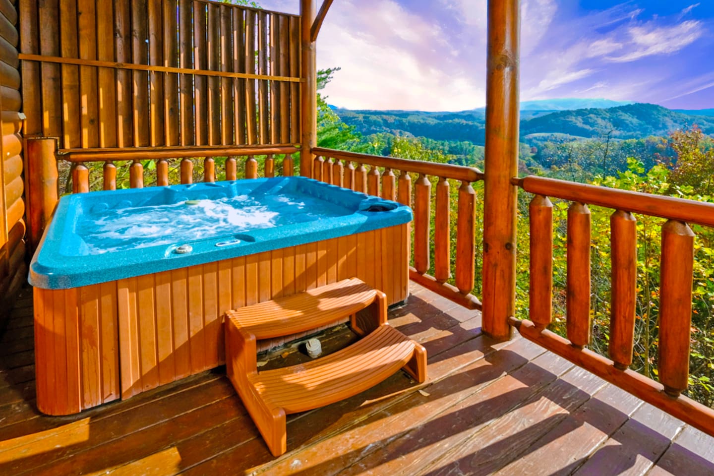 Hot tub overlooking the mountains