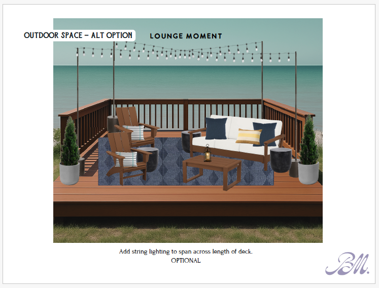 Updated lakeside deck w/ comfortable seating designed for relaxing & taking in the view.