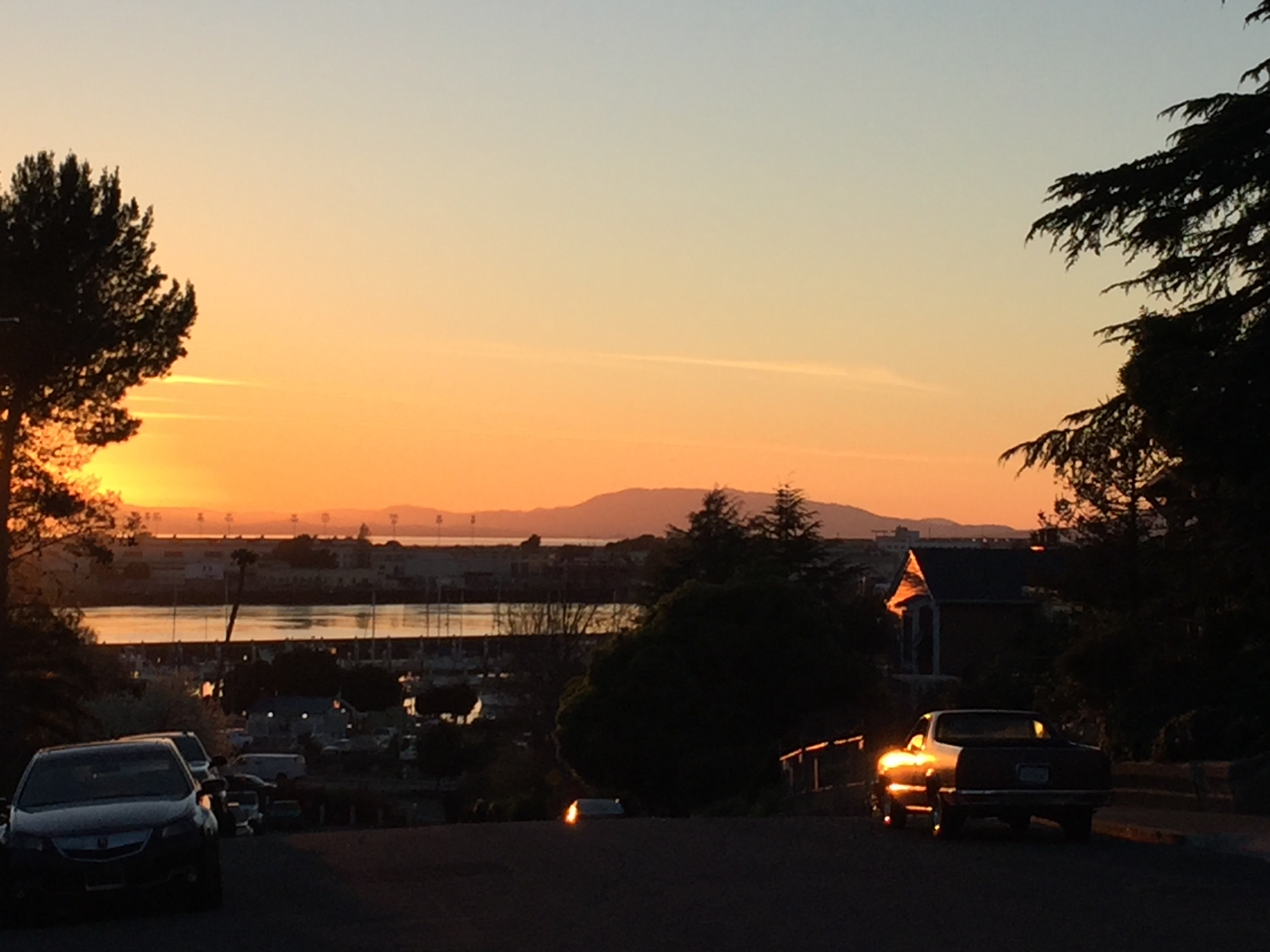 Sunset over the Napa River, Bay beyond the Mare Island
