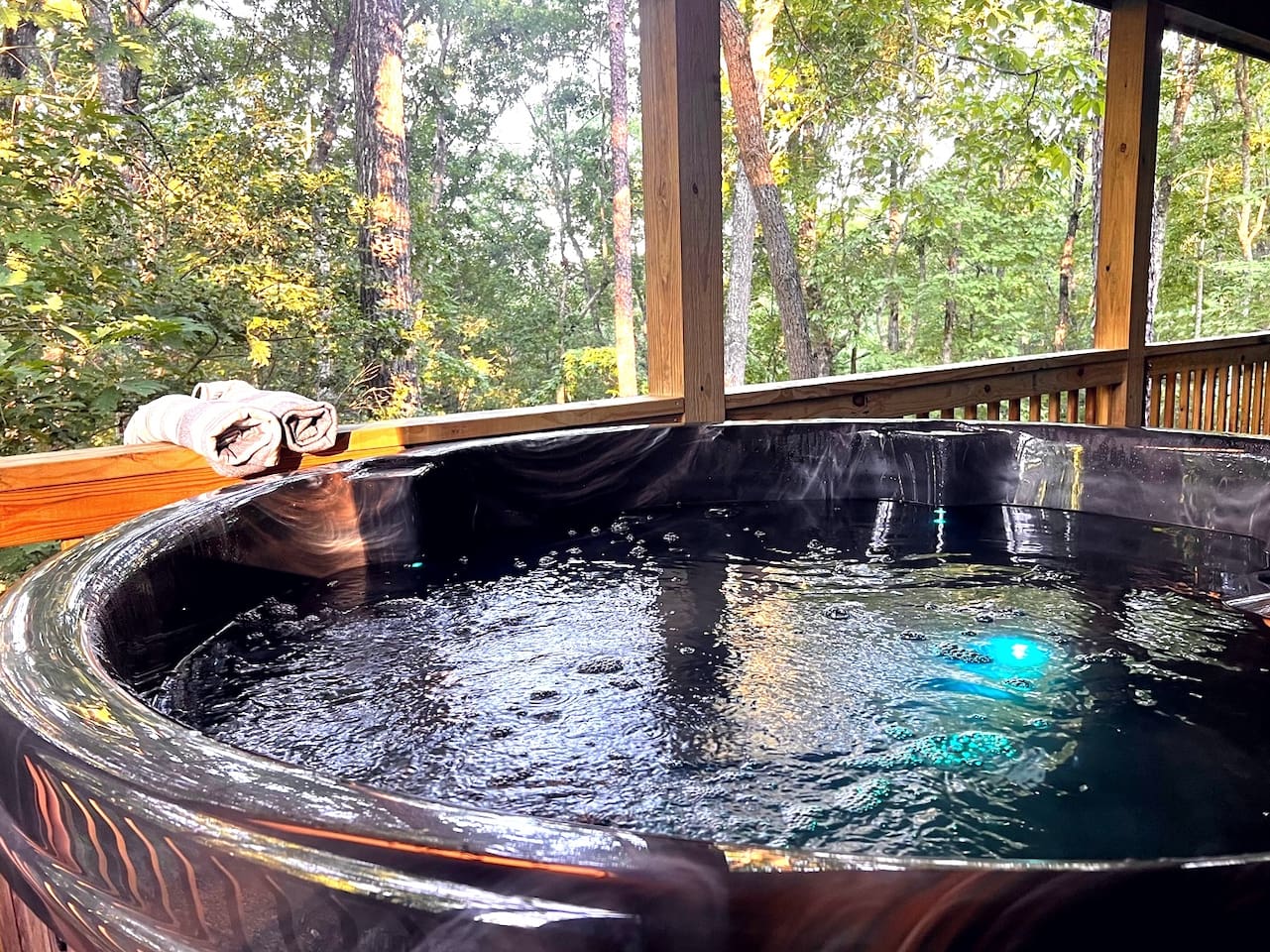 Your personal hot tub among the trees.