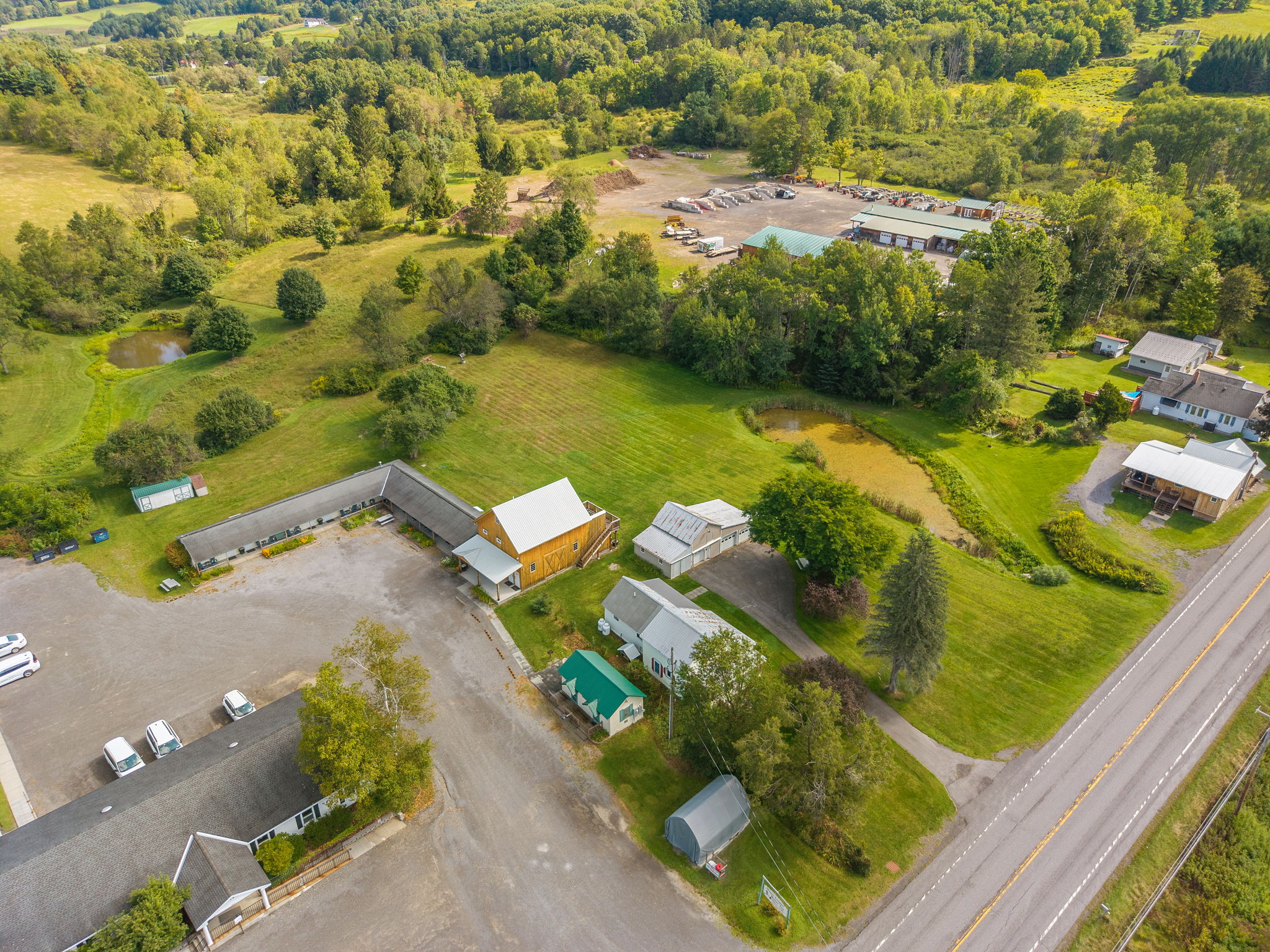 A bird's-eye view of the 1825 properties and their Fly Creek surroundings.