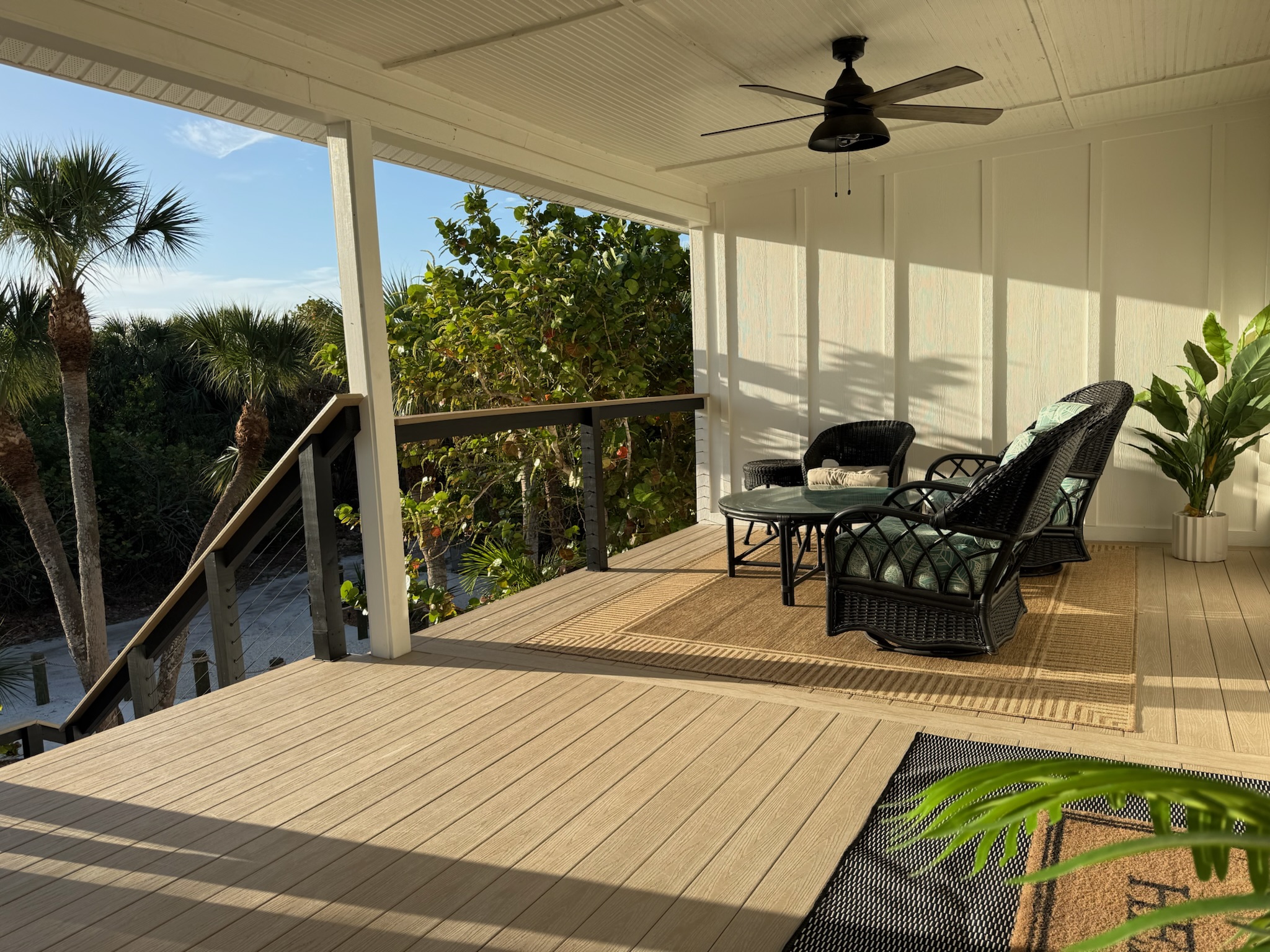 Enjoy the warm morning sun and listen to the birds while the kids are still asleep