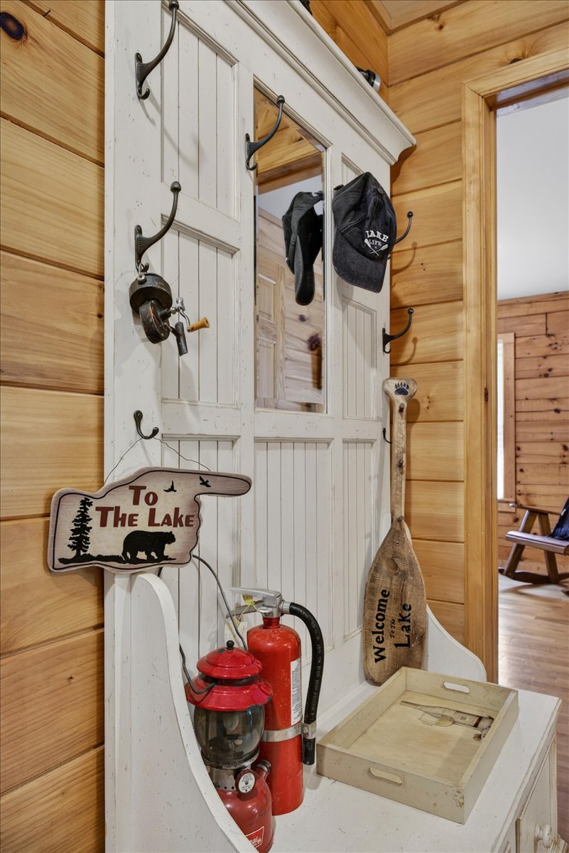 Rustic lake cabin with cozy details and woodland character.