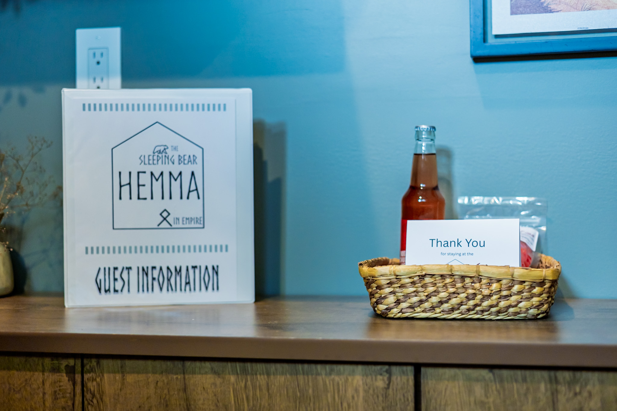 Welcome basket and Guest Book