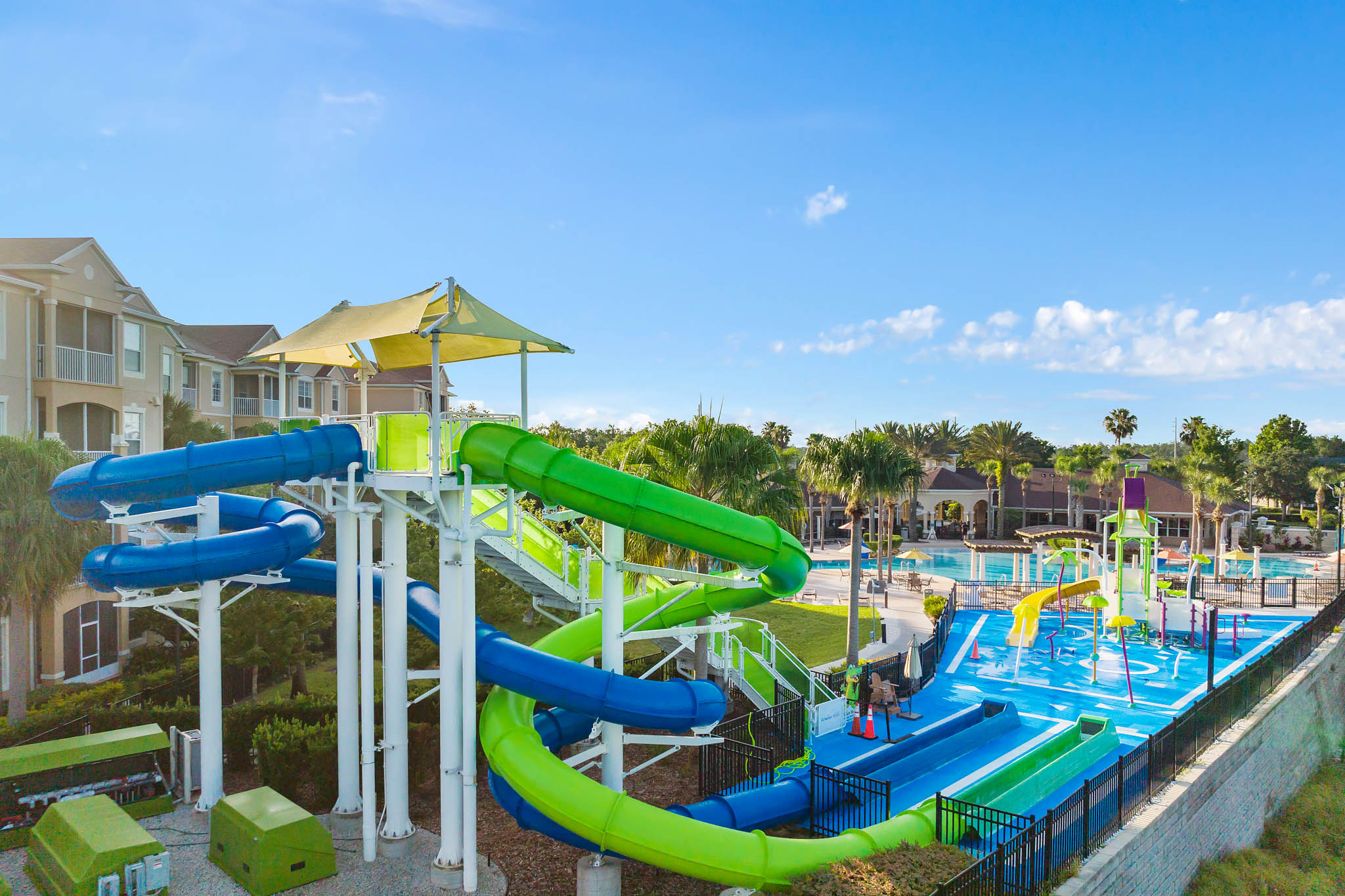 Waterslides at Windsor Hills clubhouse, a 3-minute walk from Belle’s Villa