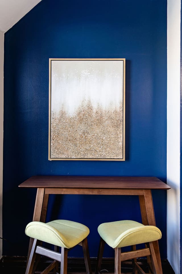 Cozy dining area for two, perfect for enjoying meals together in a comfortable and intimate setting.