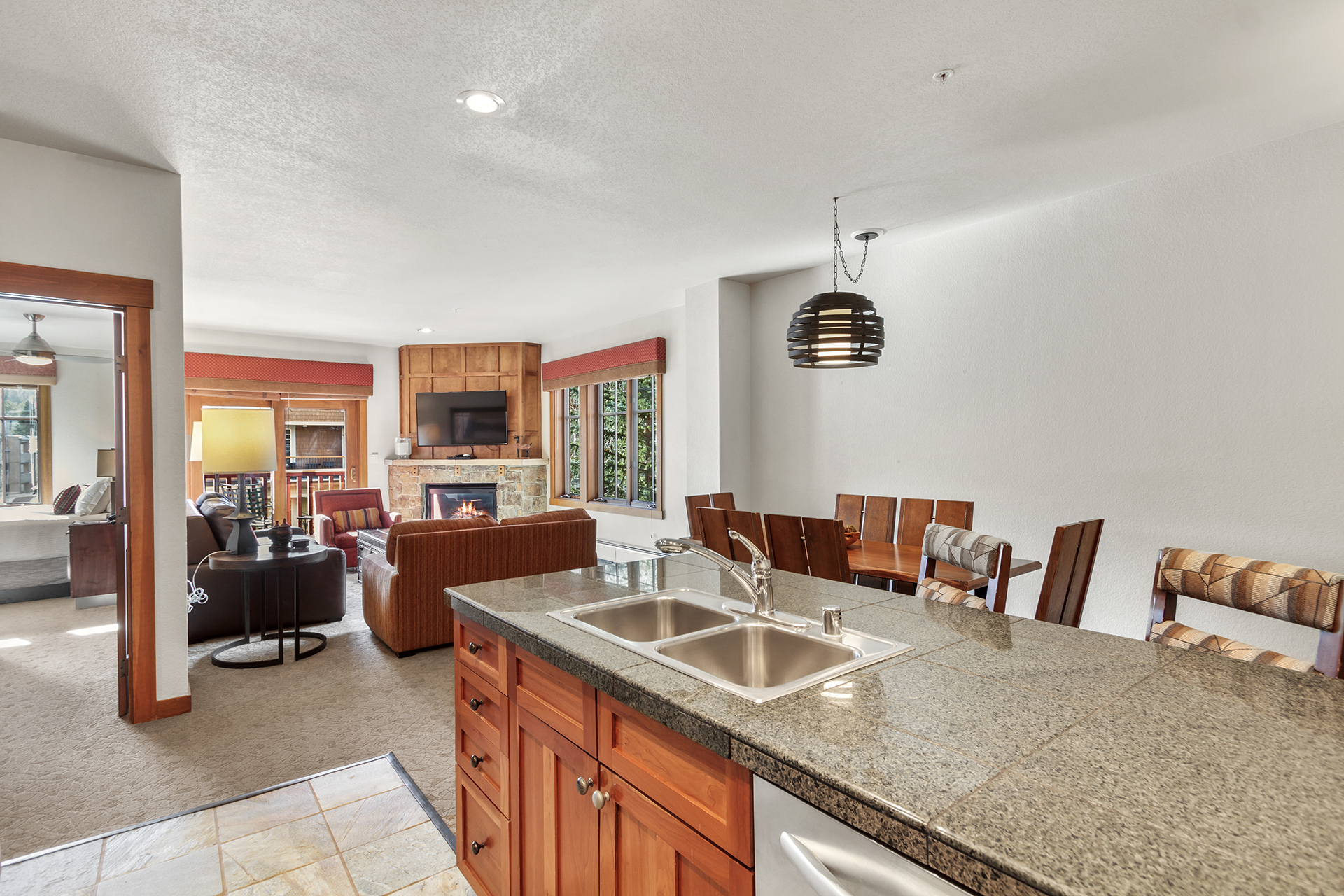 Kitchen looking into living area