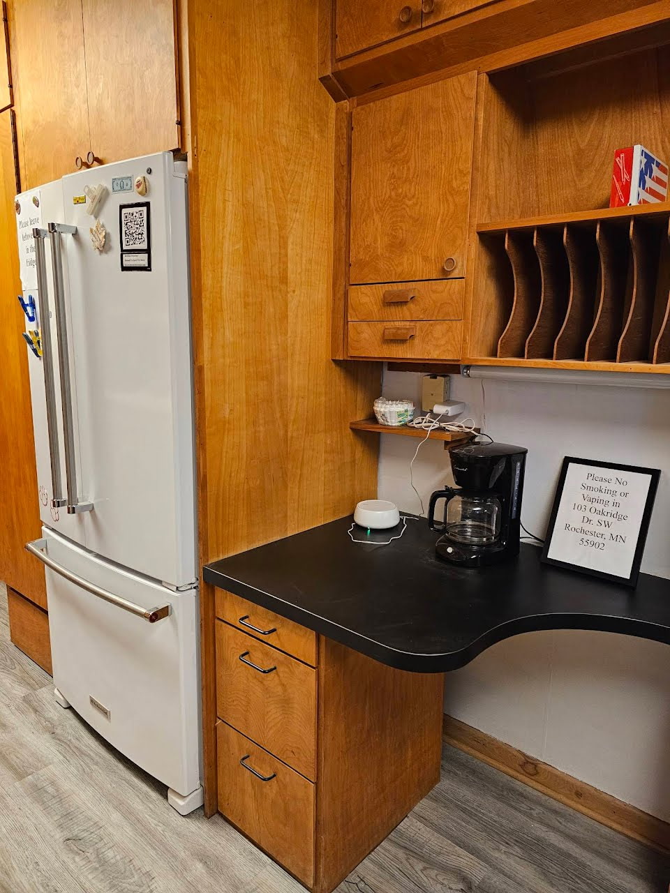 Full kitchen with plates, cups, silverware, pots, pans, and most essentials. Two types of coffee Keurig and drip.