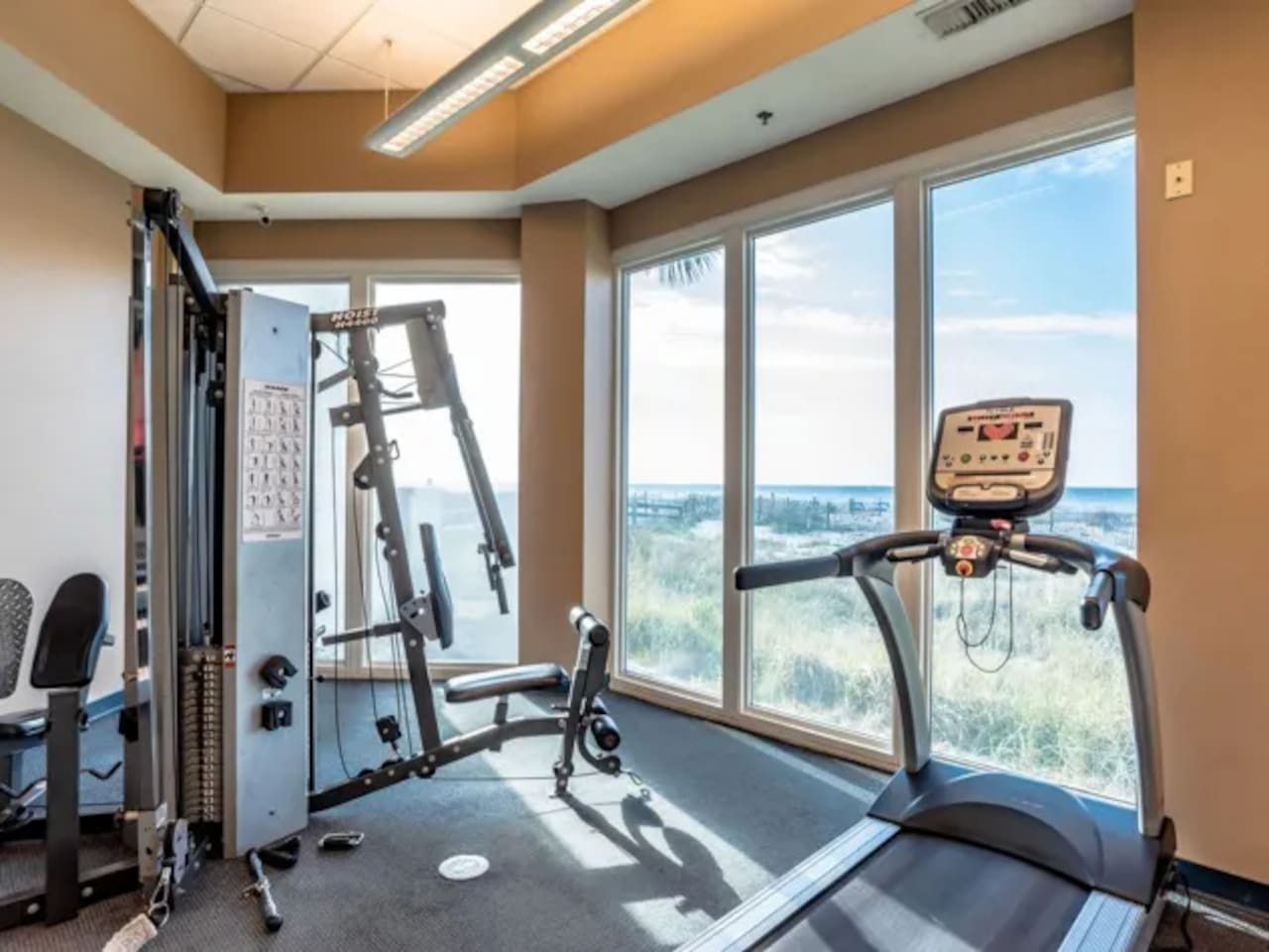 Fitness center with a view. 