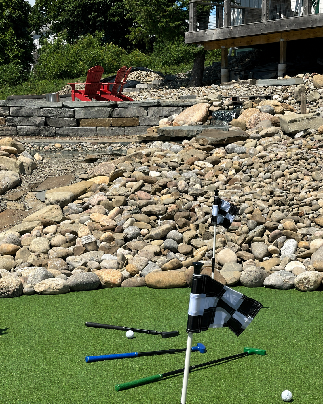 Putting green & pond w/ waterfall