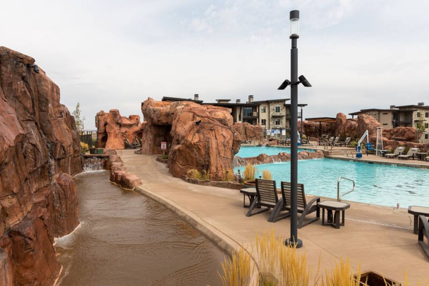 Let the little ones experience the splash pad next to the pool and hot tub area.