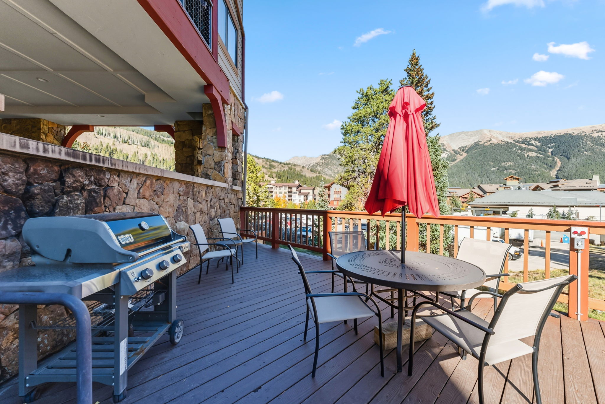 First floor shared BBQ grill / deck with mountain views