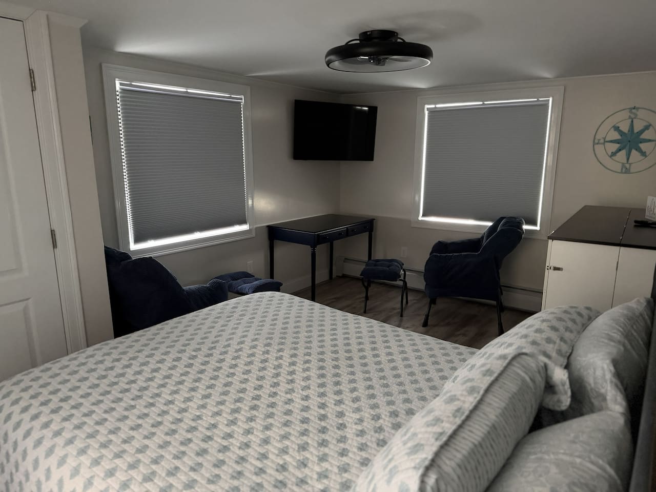Blackout Shades in bedroom.