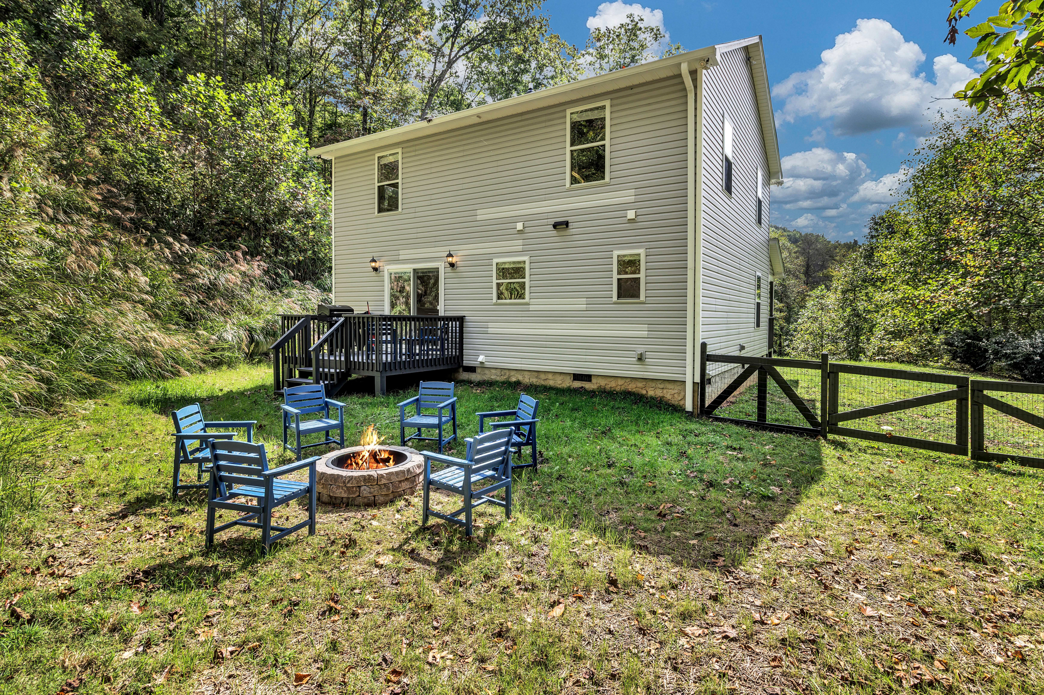 Fenced Back yard with Fire Pit