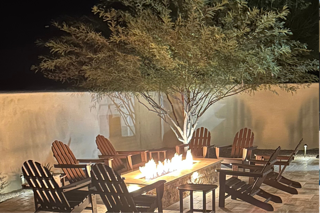 Cozy fire pit for relaxing desert nights under the stars