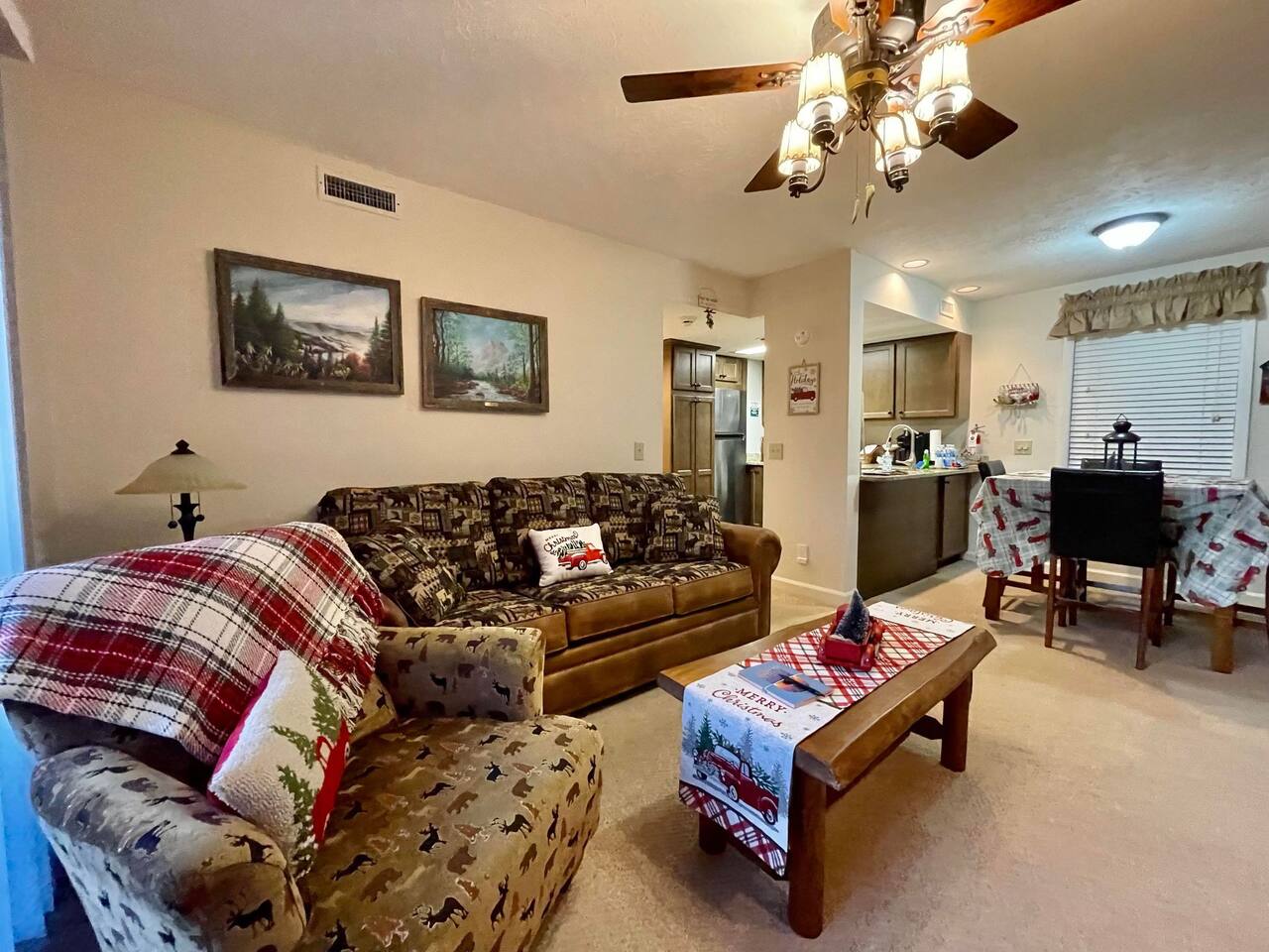 Living room with sleeper sofa and sitting chair 