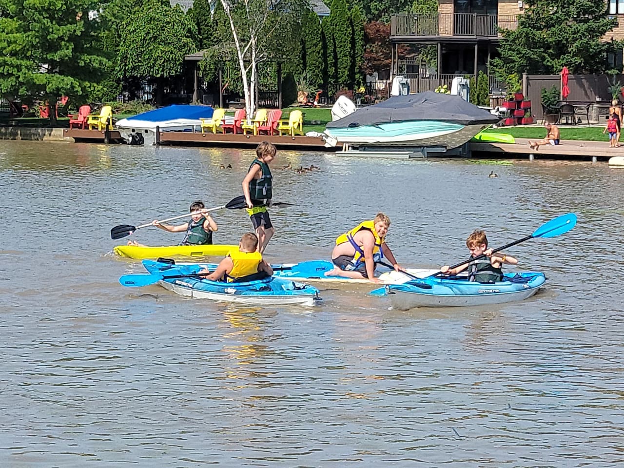 Backyard kayaking and paddle boarding 
