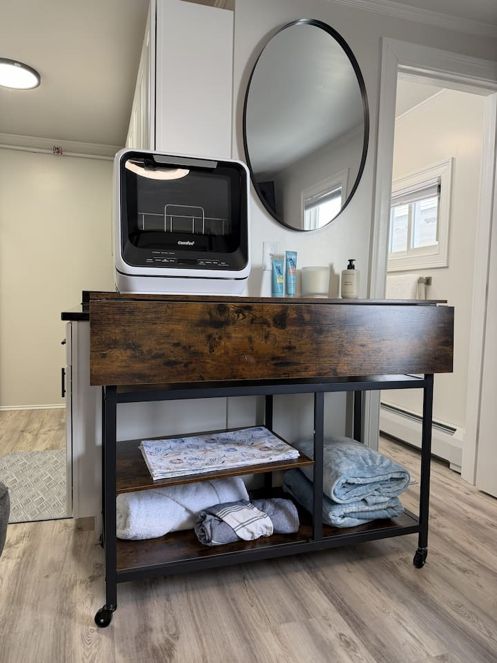 Dishwasher, extra stuff, Beautification Station (BYO Blow dryer)