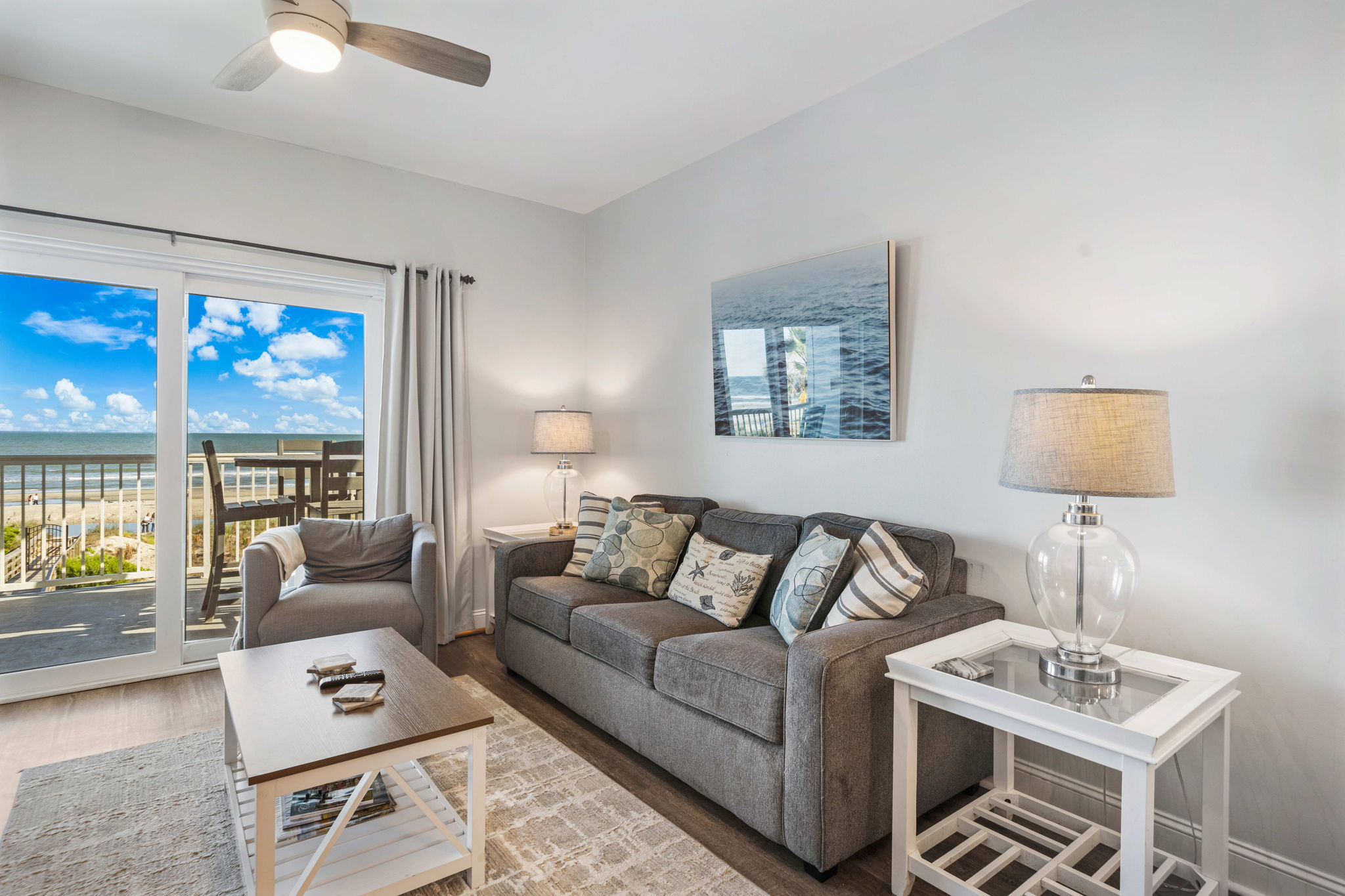 Living room | Beach Breeze | Oceanview 202 | 1116 Ocean Blvd, Isle of Palms, SC | IOP Escapes