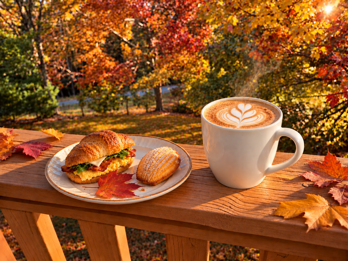 Cozy Autumn Breakfast on the Deck