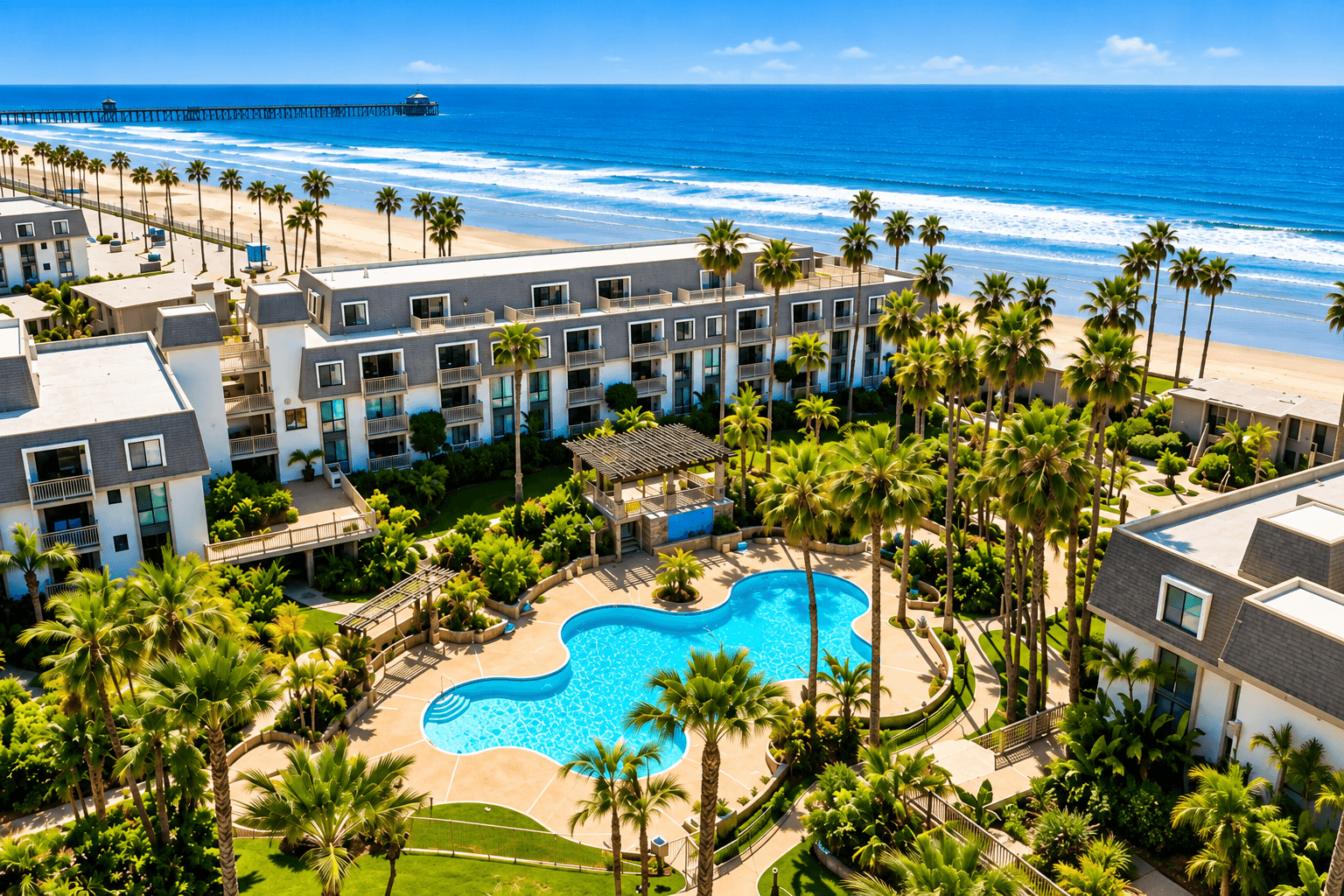 The resort complex sits right on the beach!