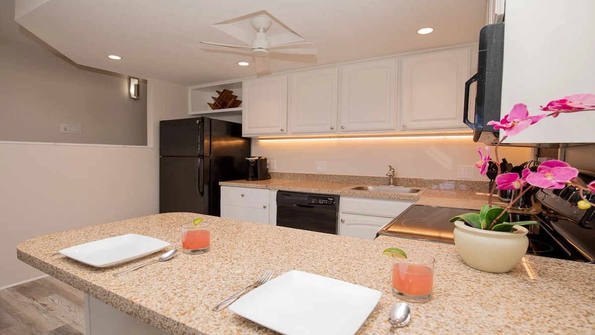 Granite countertops and dining counter