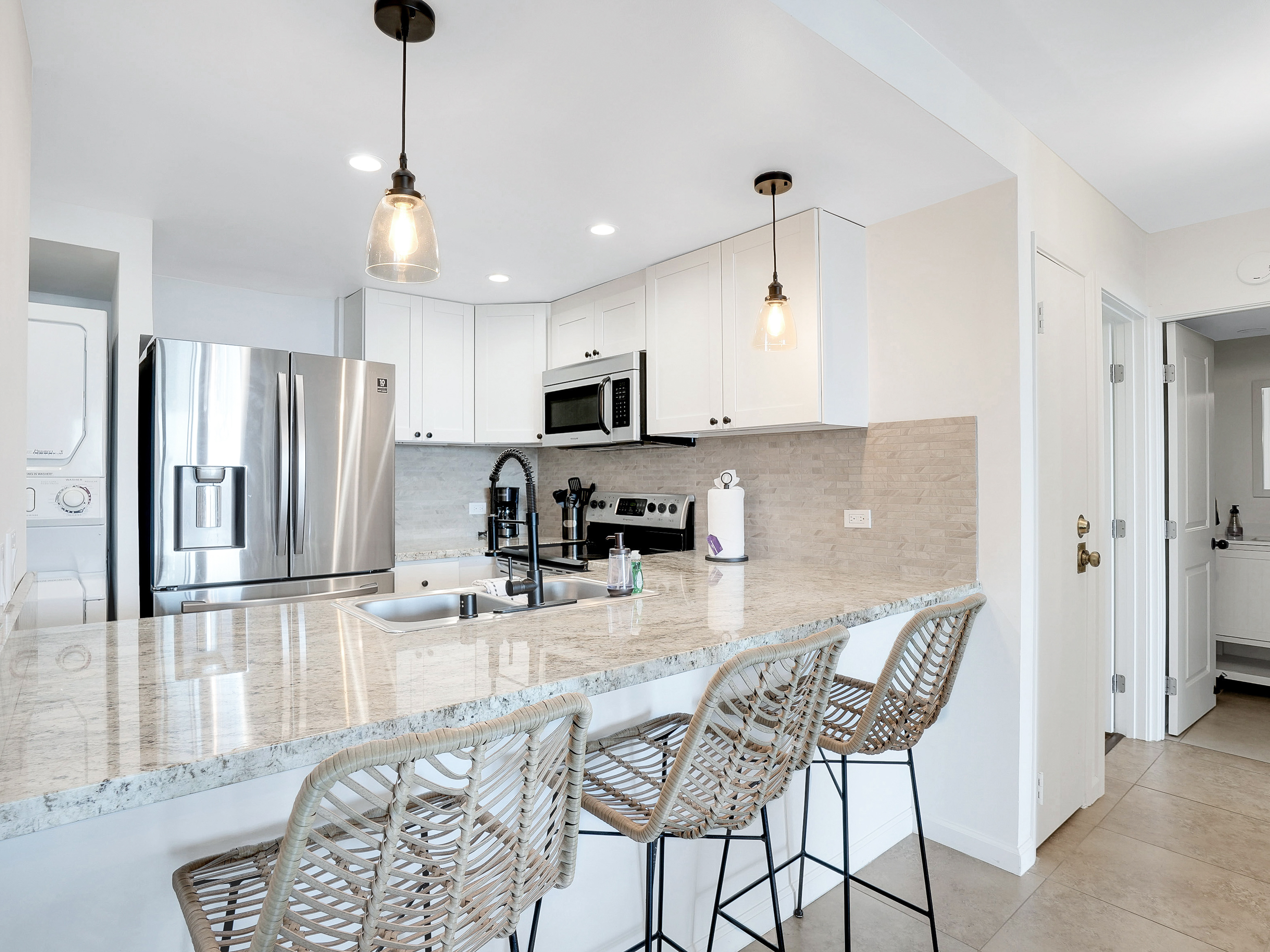 Casual bar seating for a social kitchen area