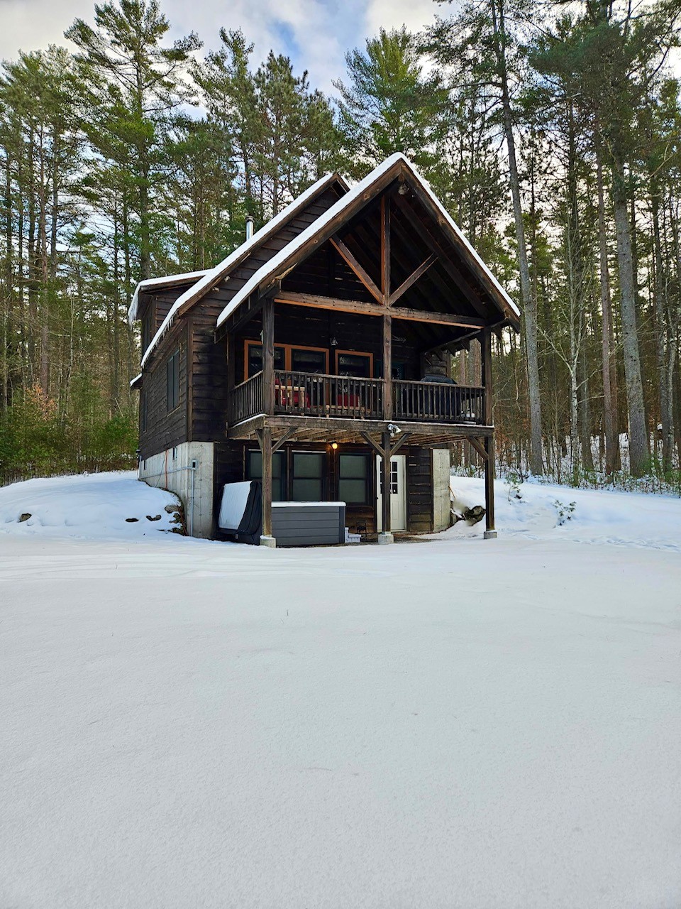 Rear of cabin with covered deck