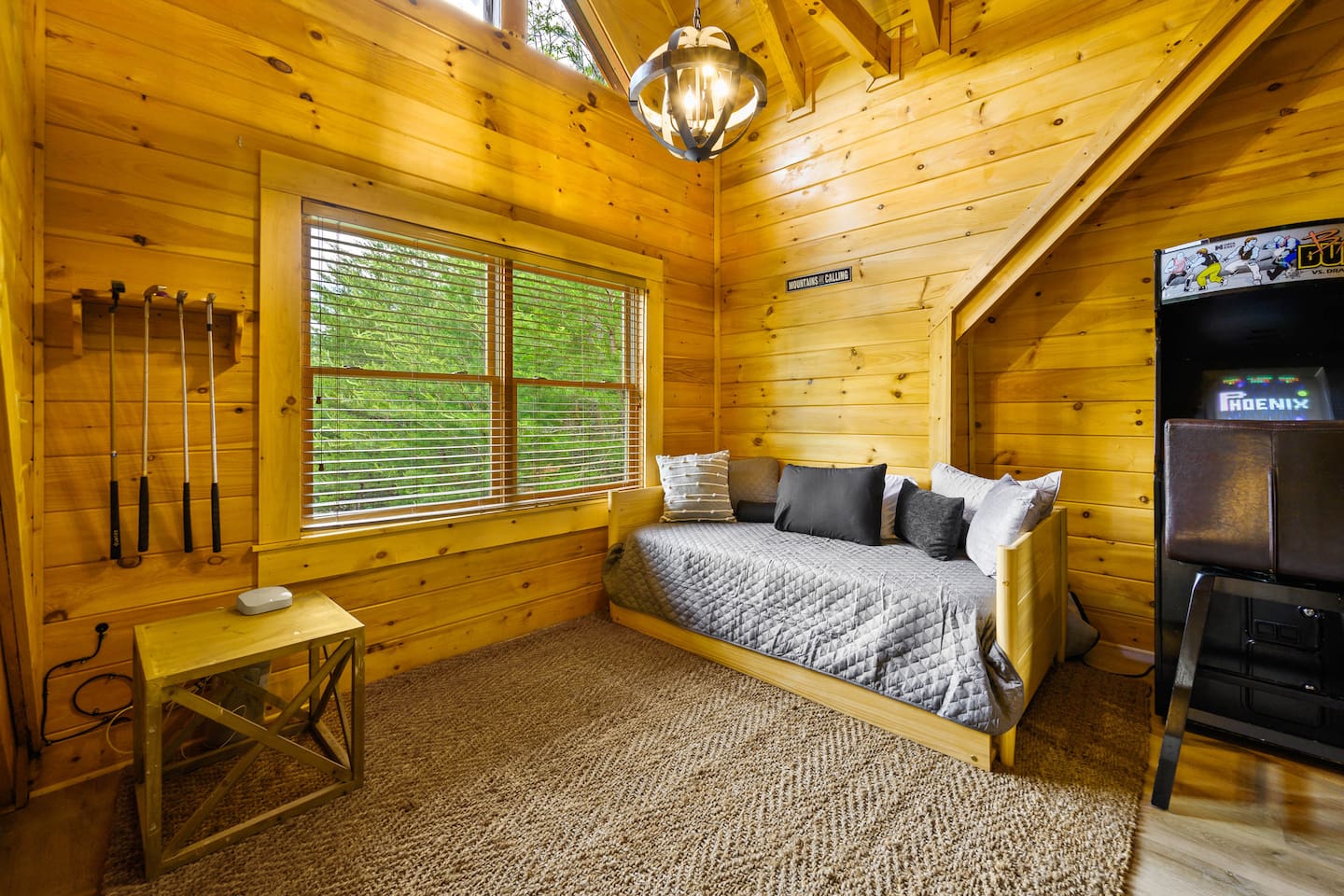 The kids will love sleeping in the loft!  The daybed offers two sleeping spaces (a trundle bed rolls out from underneath the daybed).  Both are twin beds.