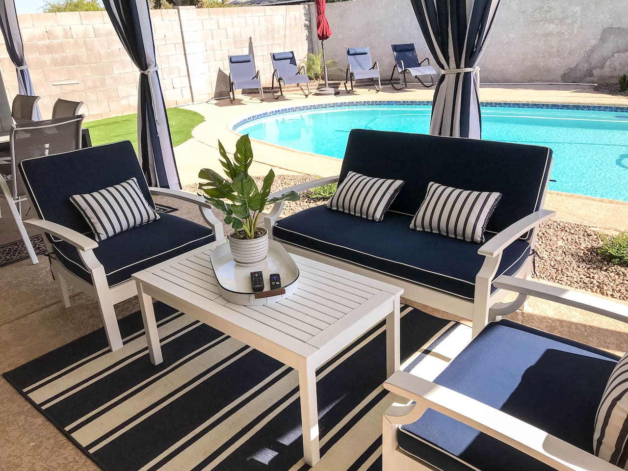 Living room seating or lounge seating by the pool