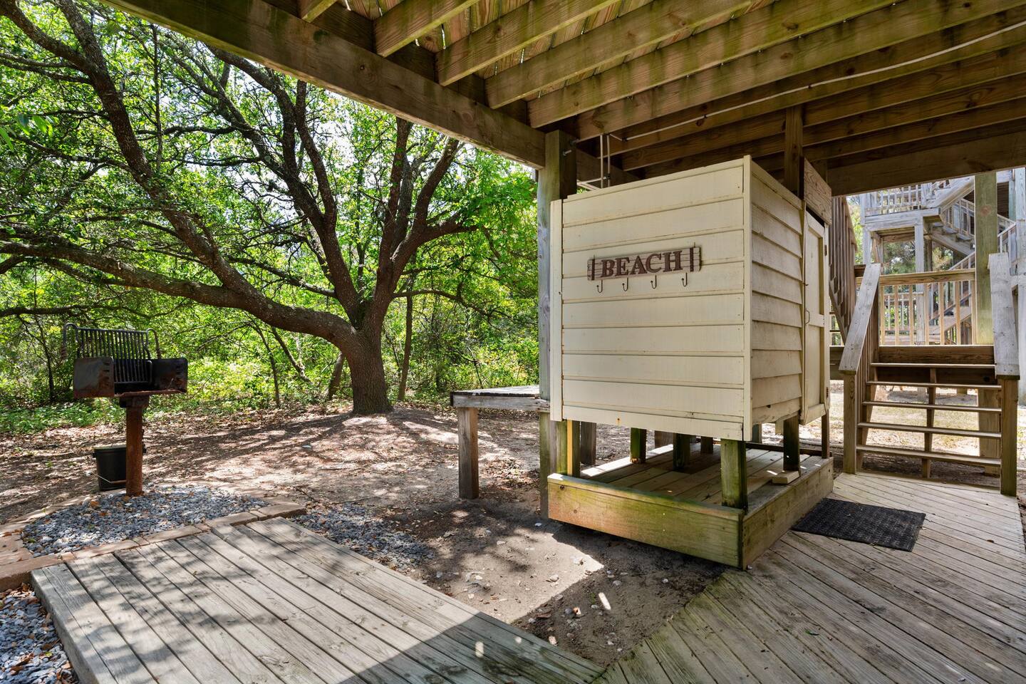 Grill and outdoor shower