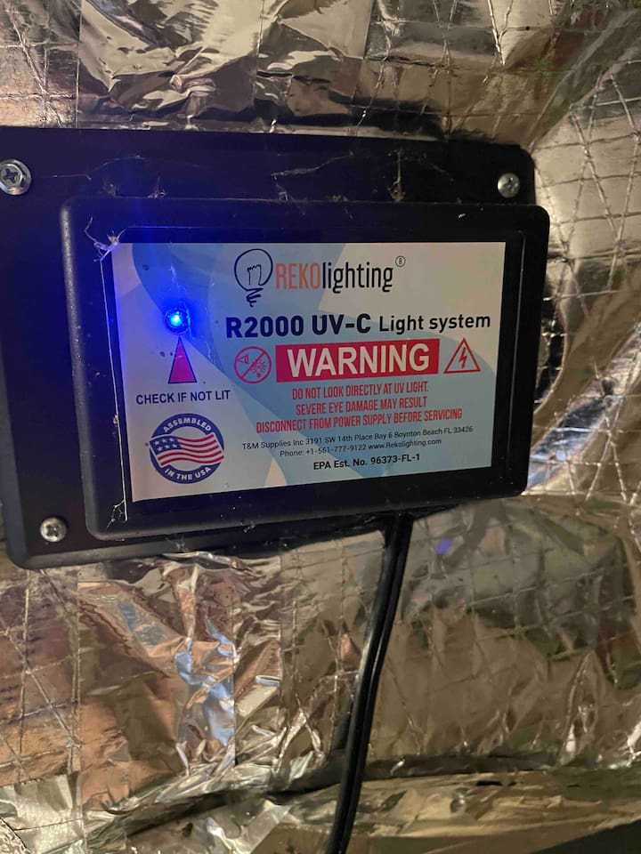 UV-C light in supply ducting to help protect from airborne microorganisms 
