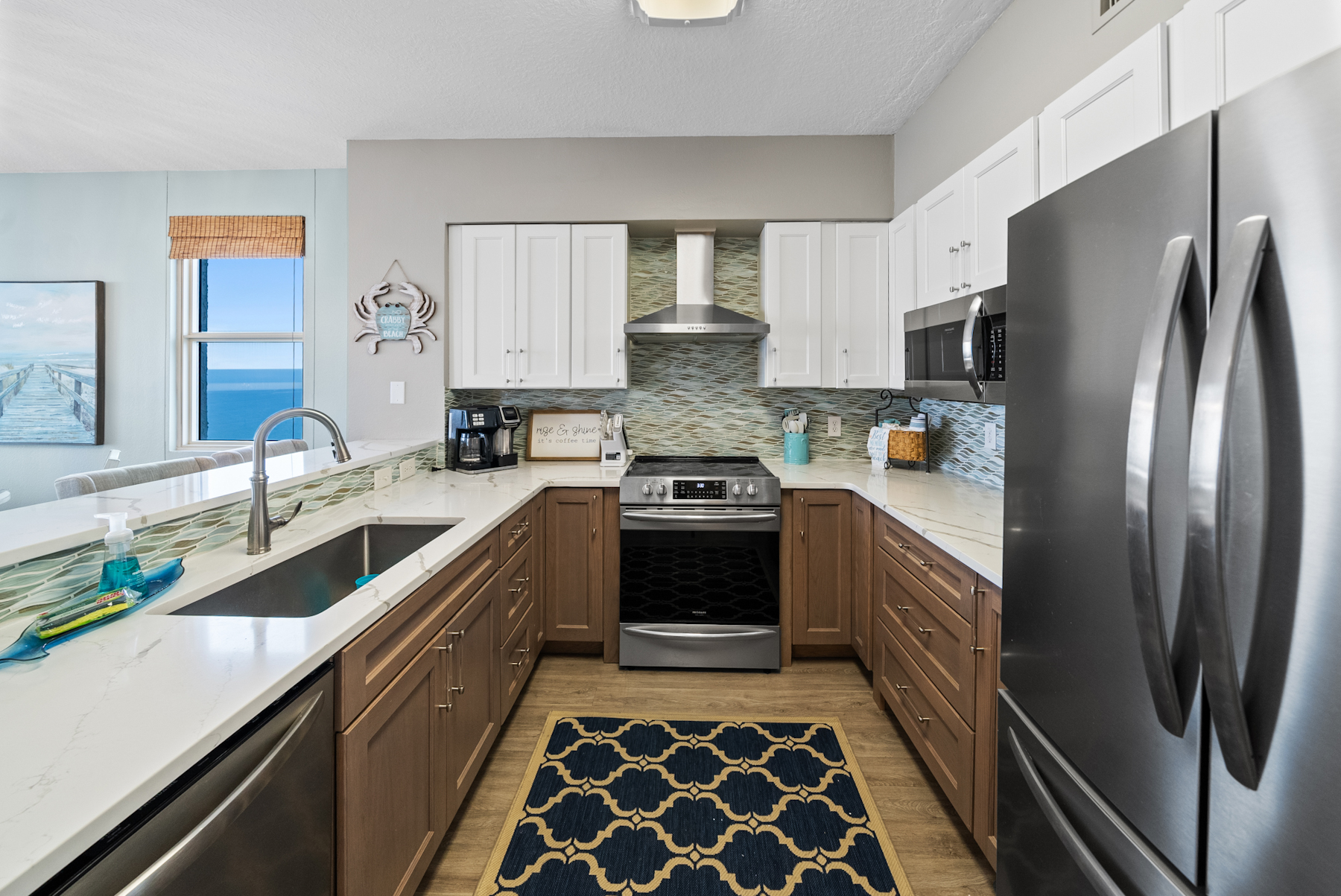 Updated kitchen with luxury amenities.  Including an AIR FRY oven and a microwave NOT above the range.