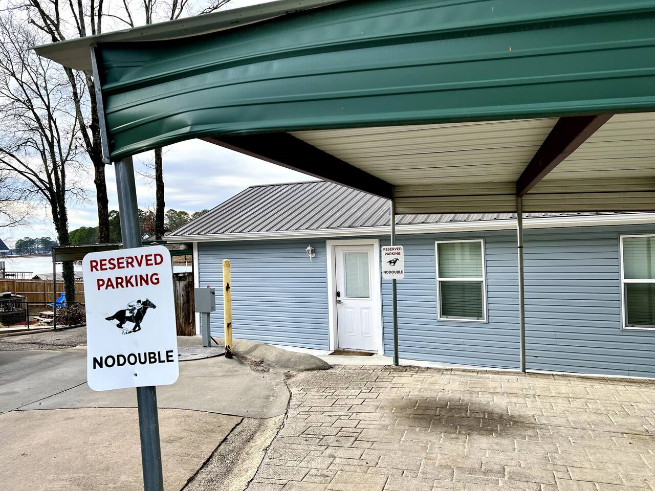 There are two designated parking spots on the premises with additional parking possible half a mile down the road.
