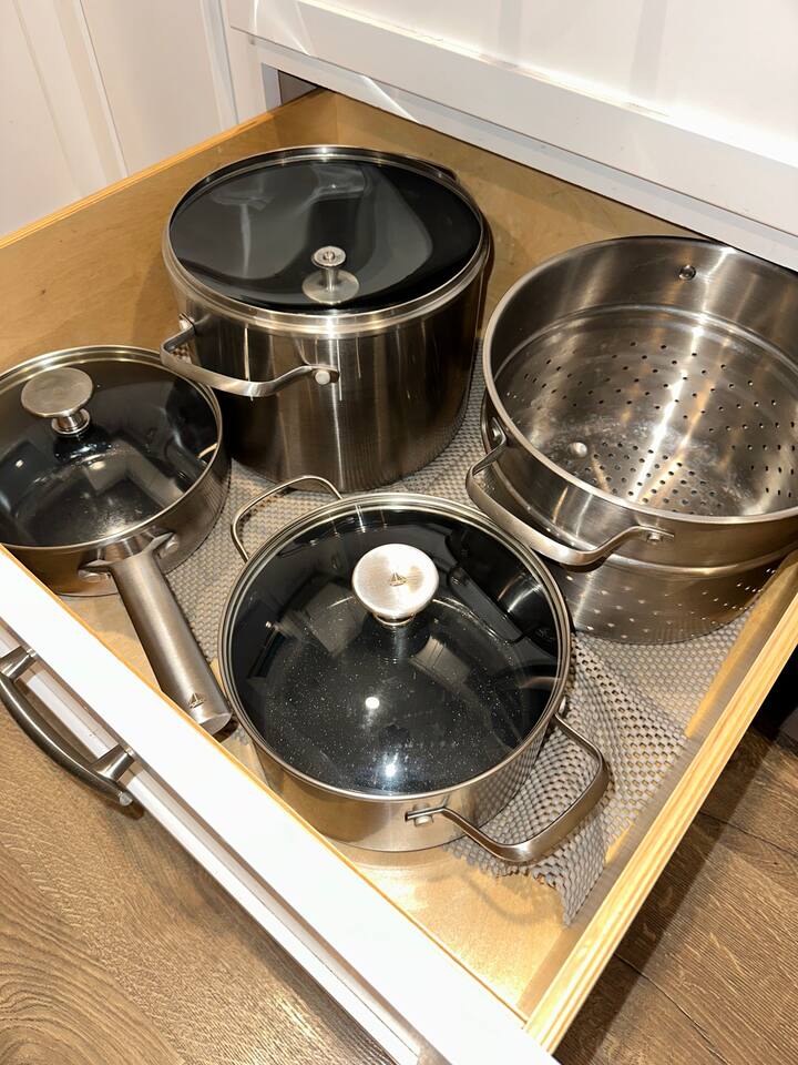 Top-of-the-line Blue Diamond™ cookware set.  Stainless Steel Ceramic Nonstick!