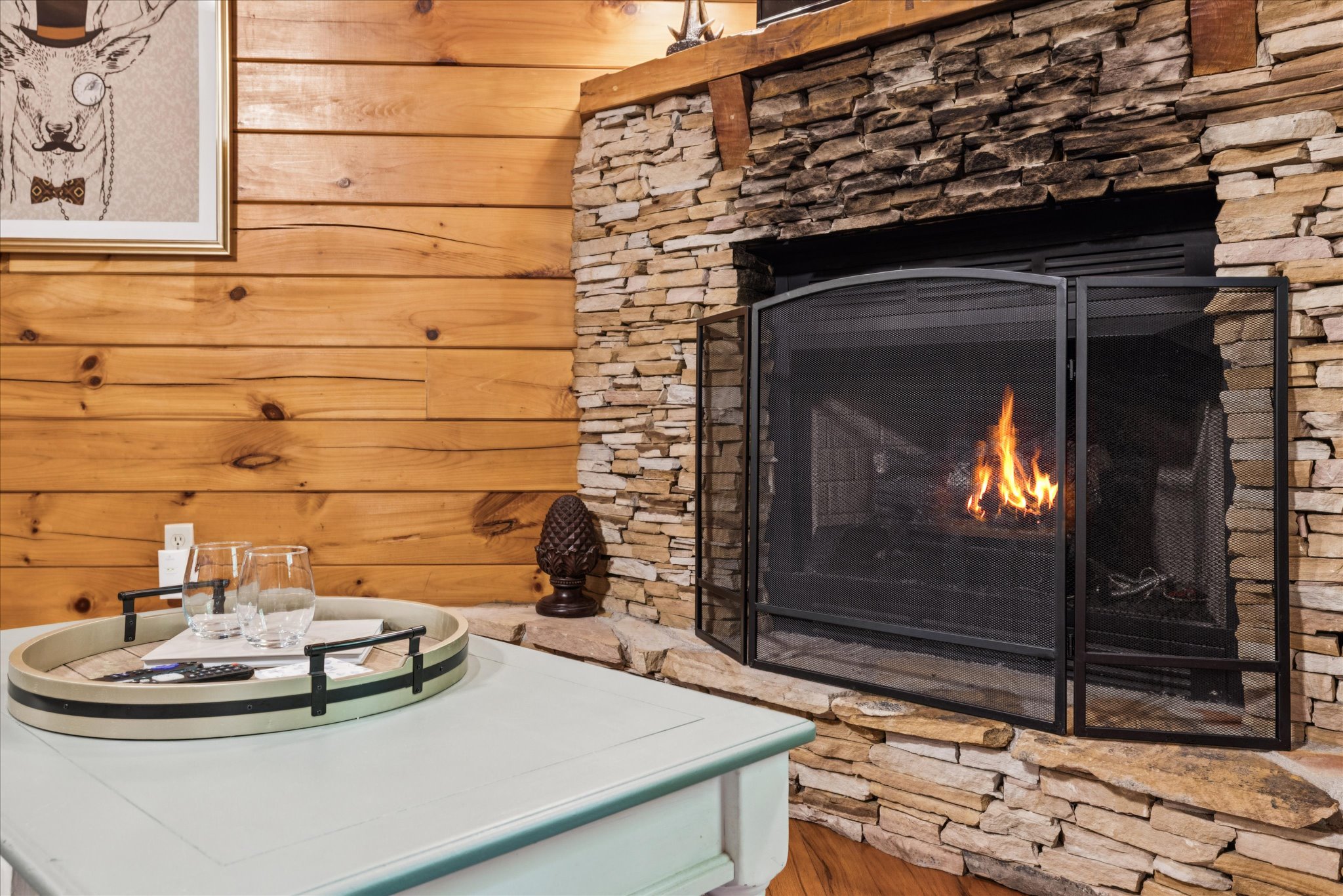 Gas fireplace open from October - May 1st
