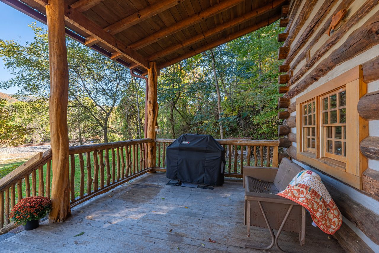 There is a grill located on the front porch, we provide the propane. 