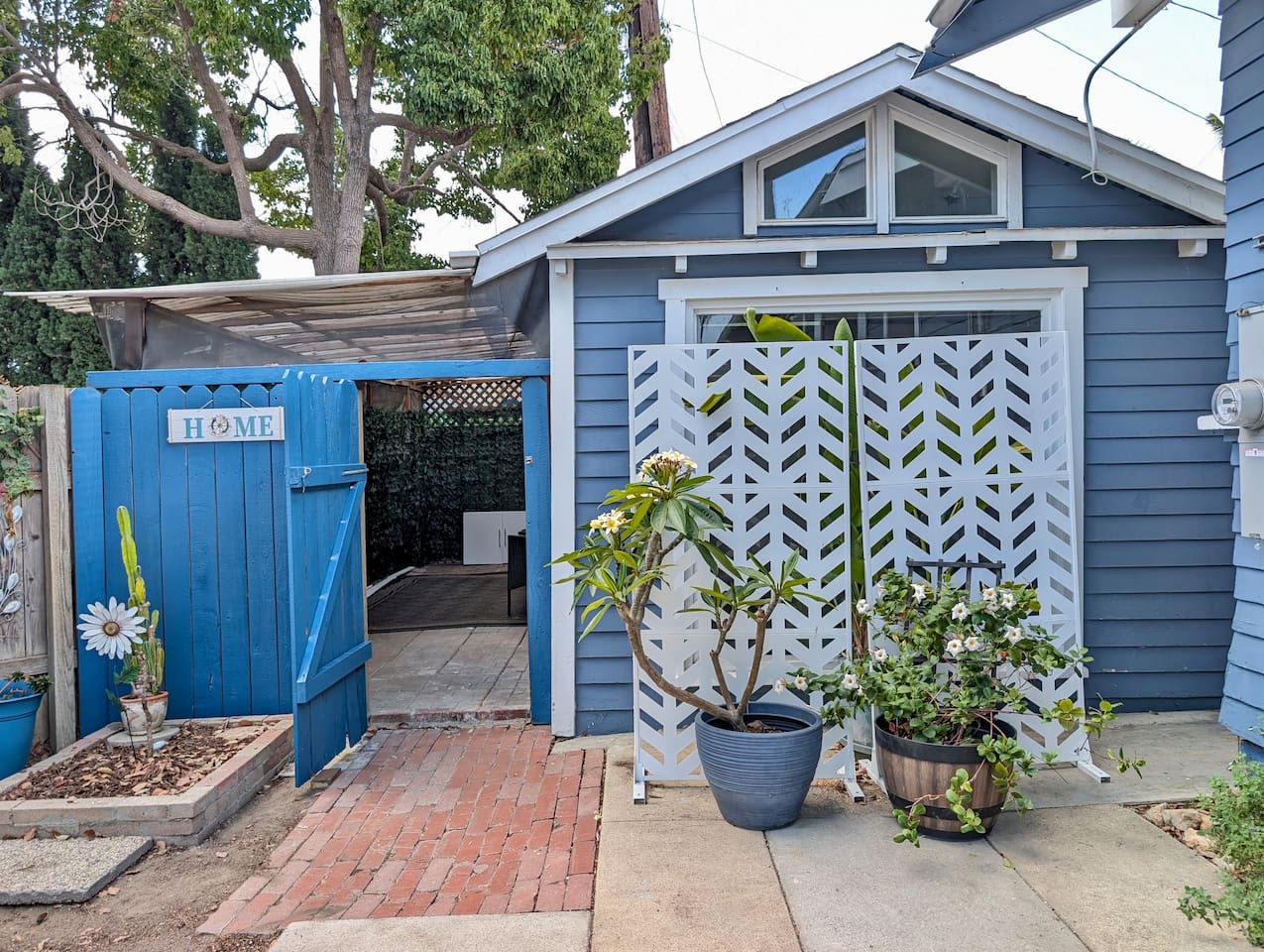 Private entrance and patio.