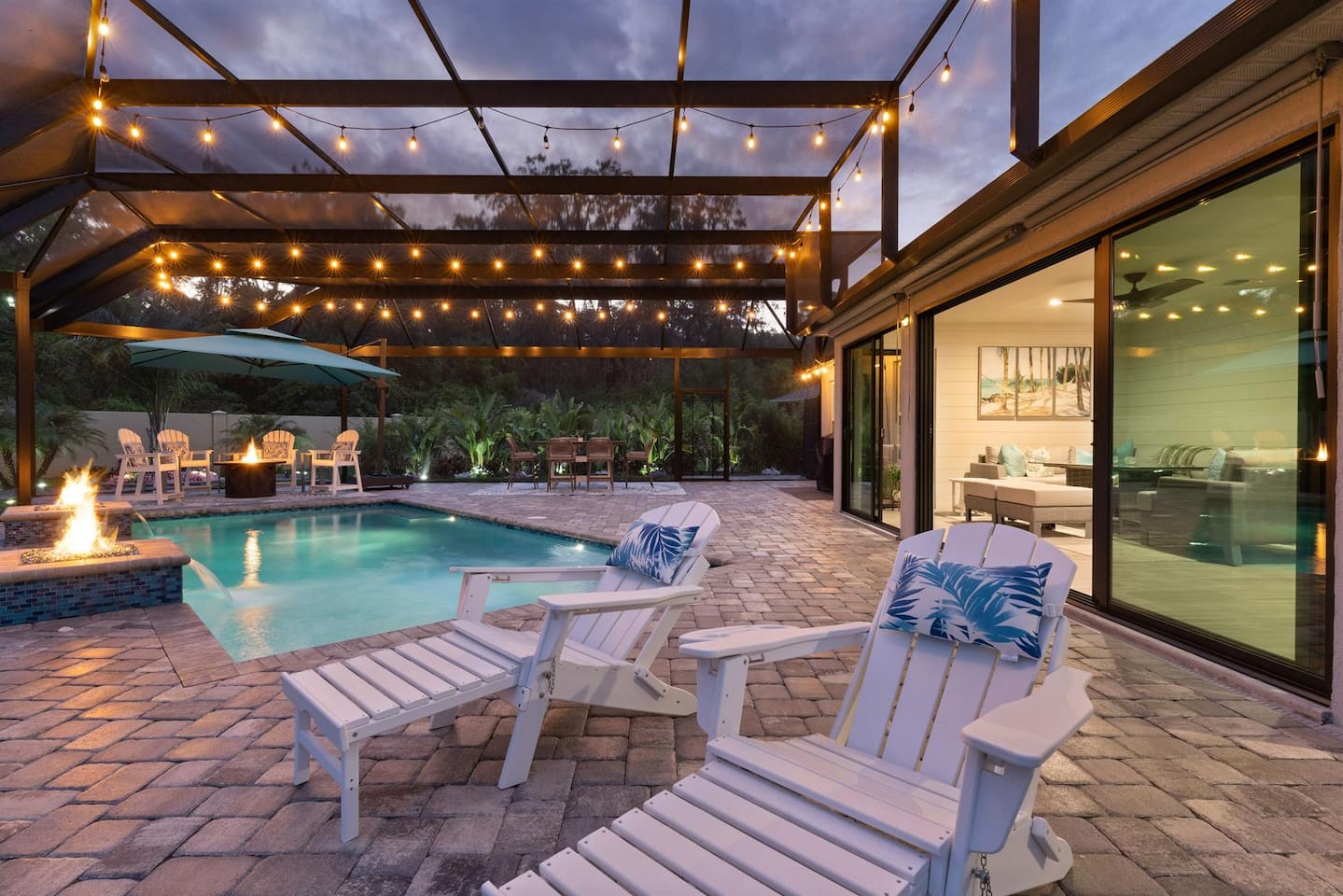 Poolside relaxation with cozy seating
