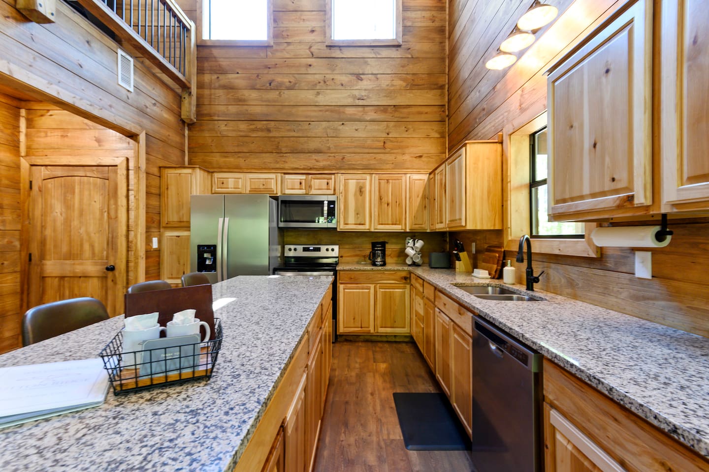 Cook like a chef with high-end cookware, modern appliances, and tons of counter space.
