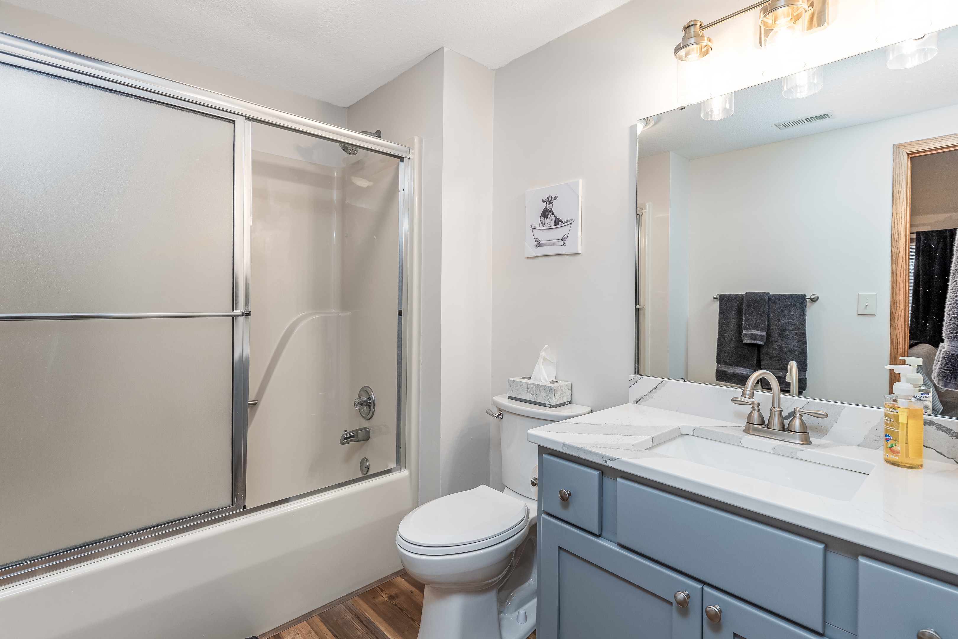 Lower-level bathroom -- ensuite and accessible from the lower level living room