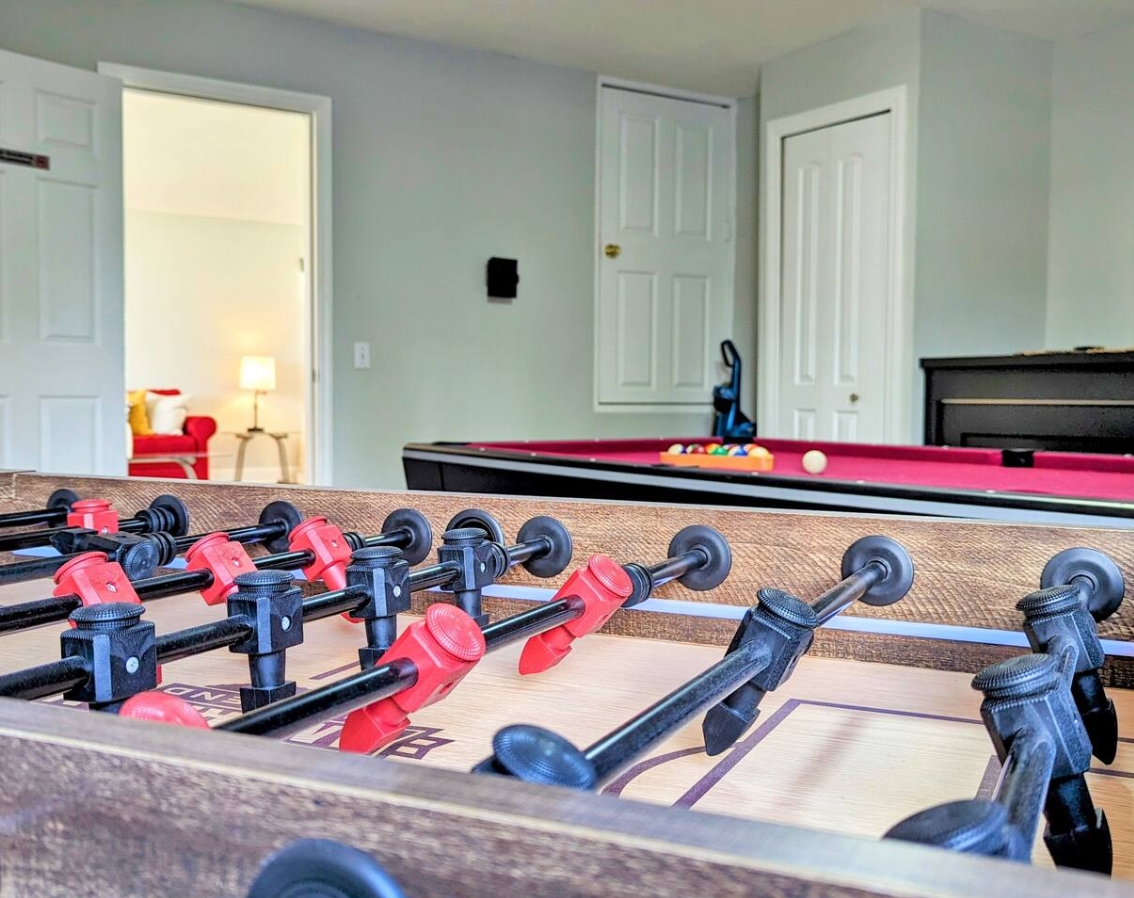 and a foosball table