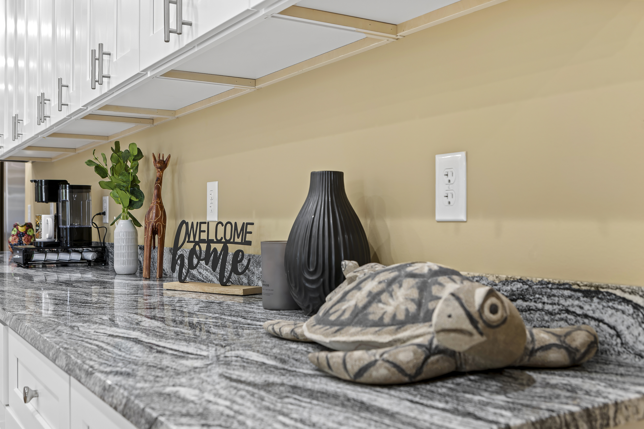 Kitchen: Bright granite counters with charming decor invite culinary adventures!