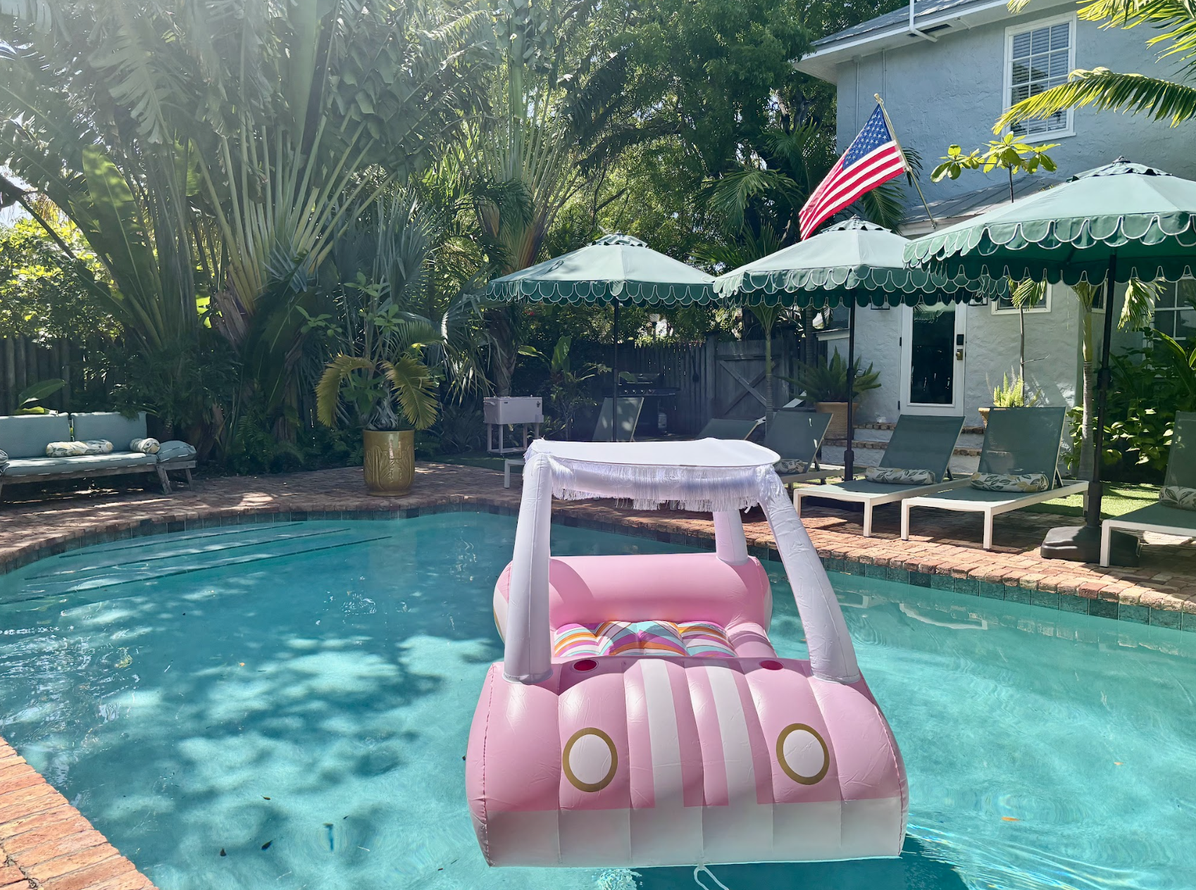 Our idyllic, sun-splashed pool (shared) is right out of a summer dream.